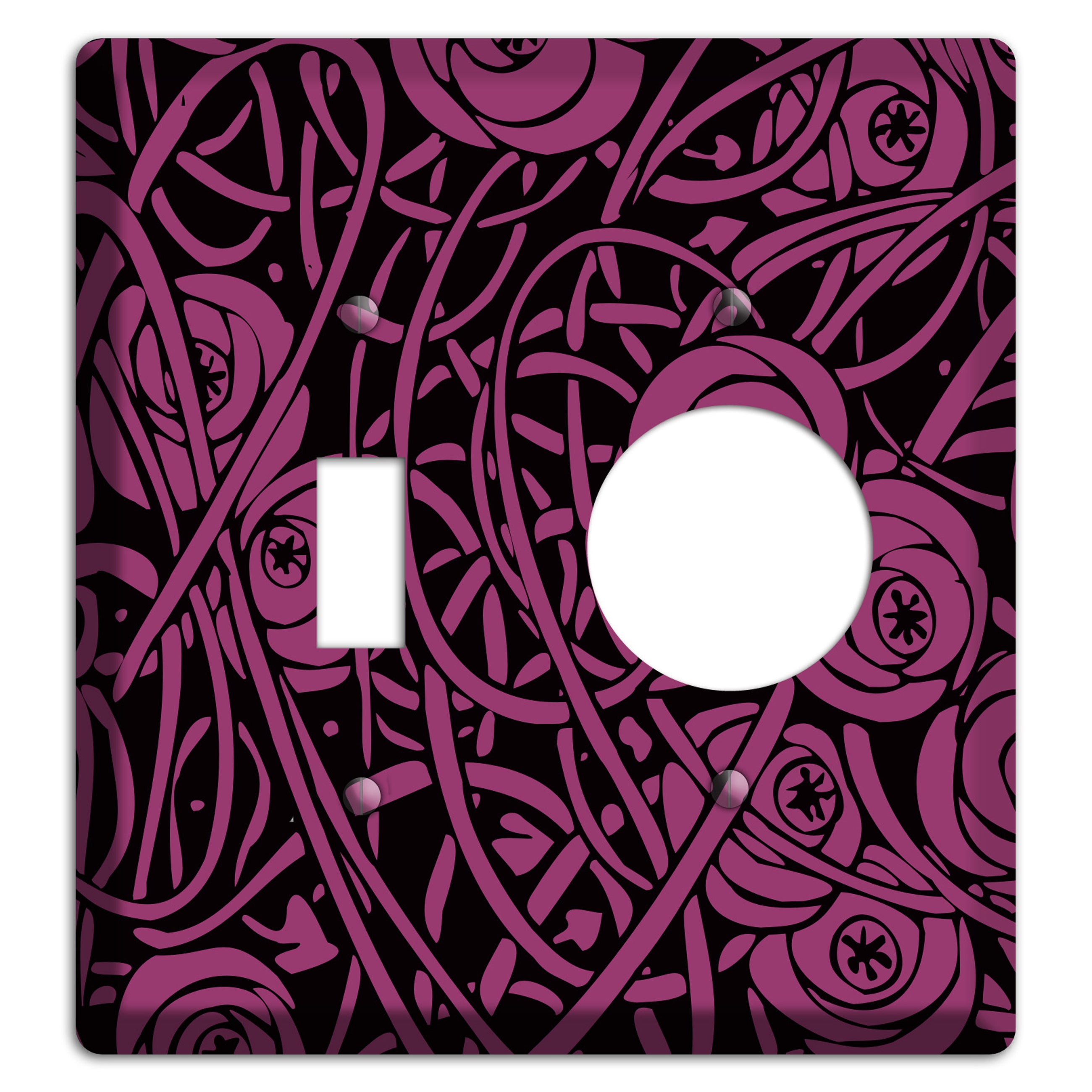 Fuschia Deco Floral Toggle / Receptacle Wallplate