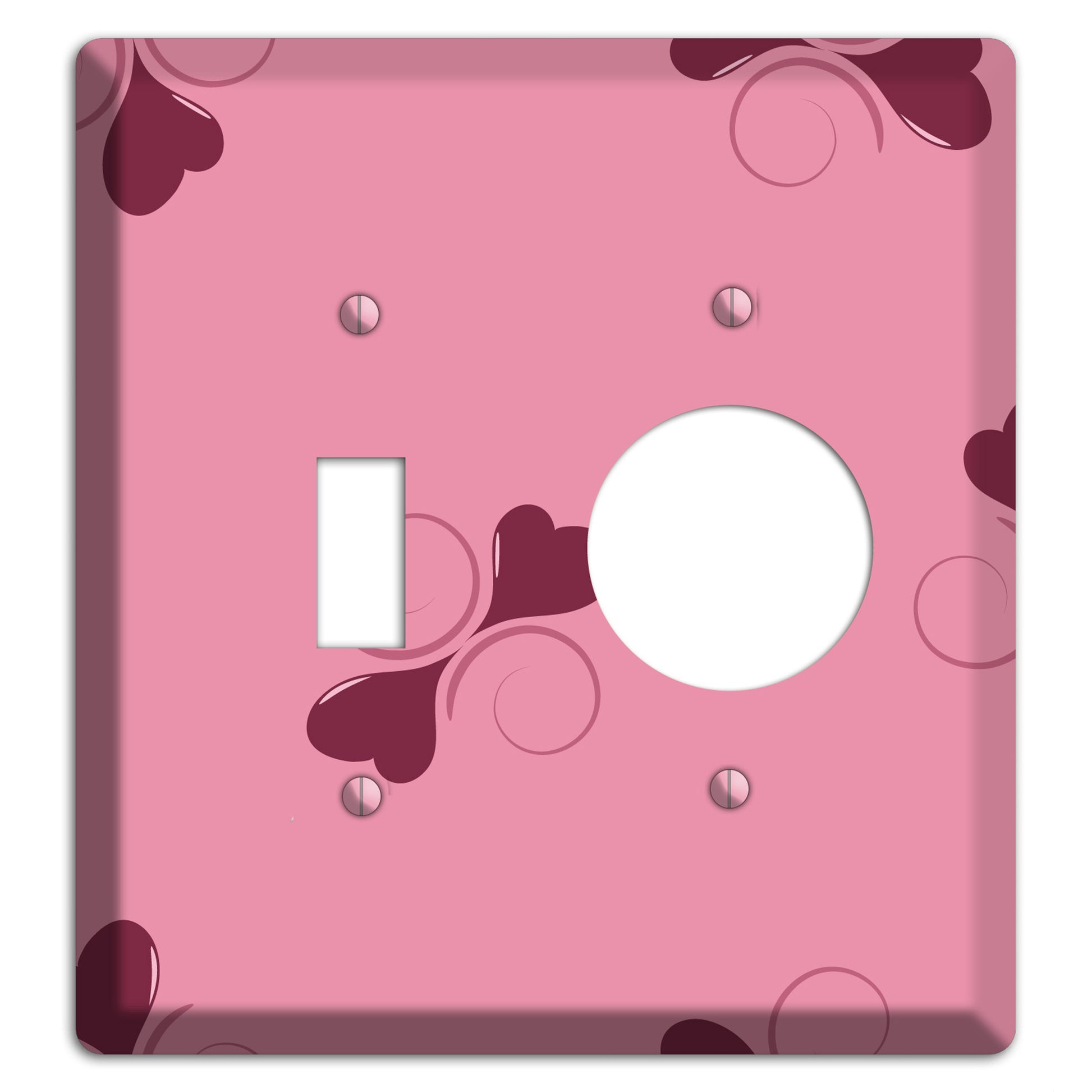 Pink with Hearts Toggle / Receptacle Wallplate