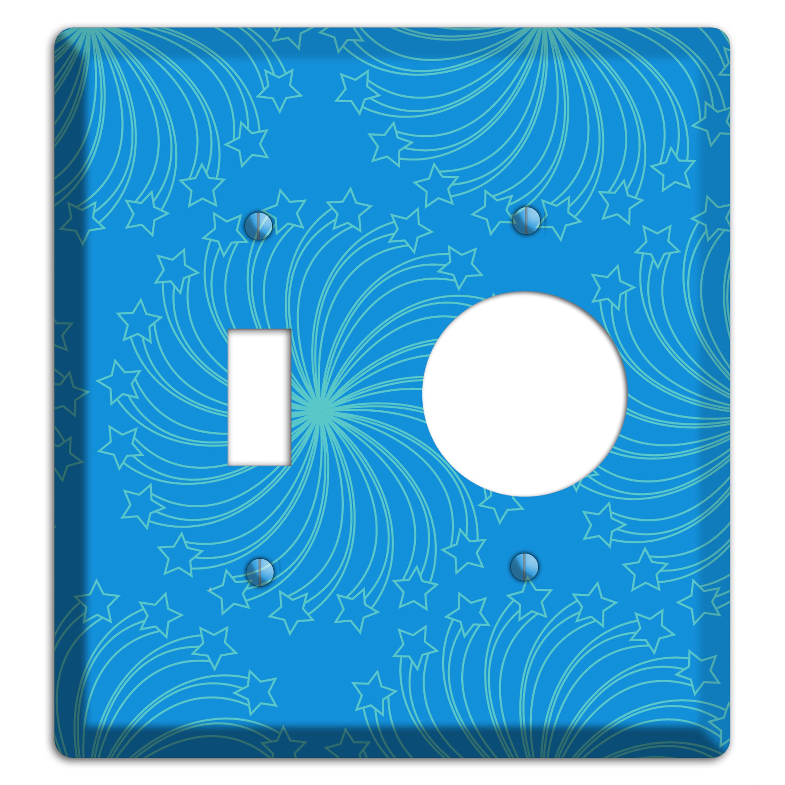 Multi Blue Star Swirl Toggle / Receptacle Wallplate
