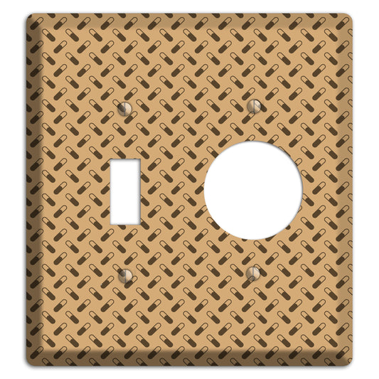 Beige with Brown Motif Toggle / Receptacle Wallplate