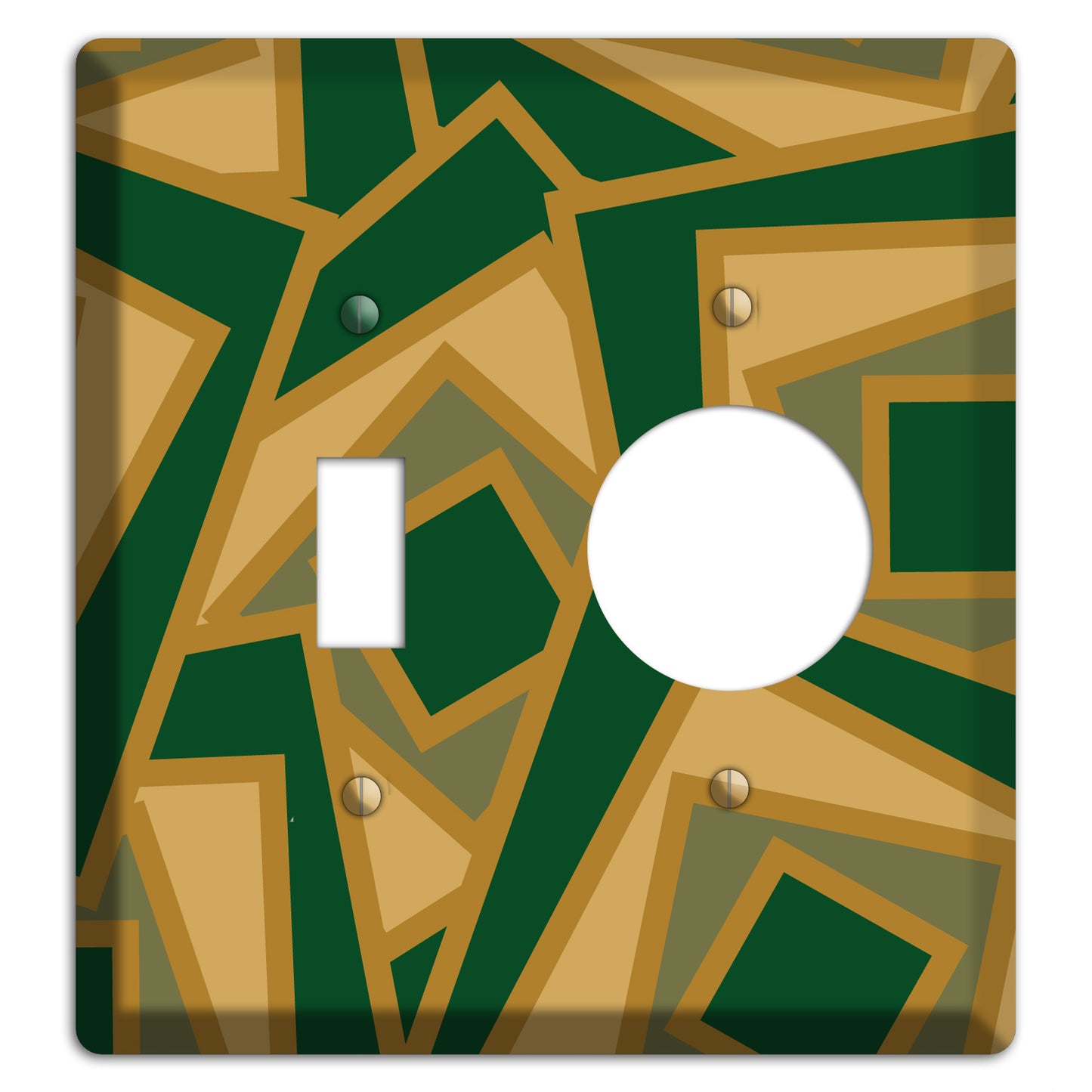 Green and Beige Retro Cubist Toggle / Receptacle Wallplate