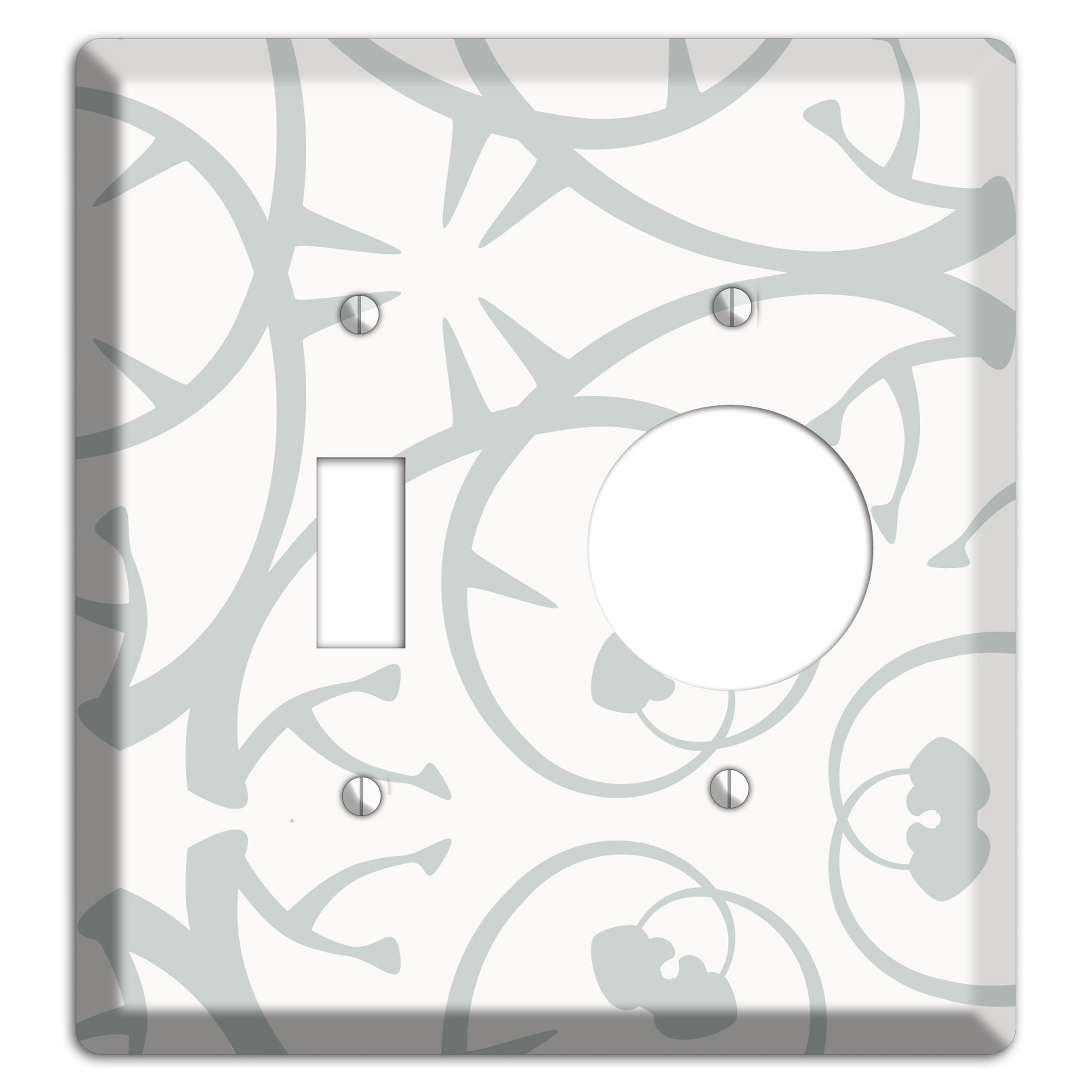 White with Grey Abstract Swirl Toggle / Receptacle Wallplate