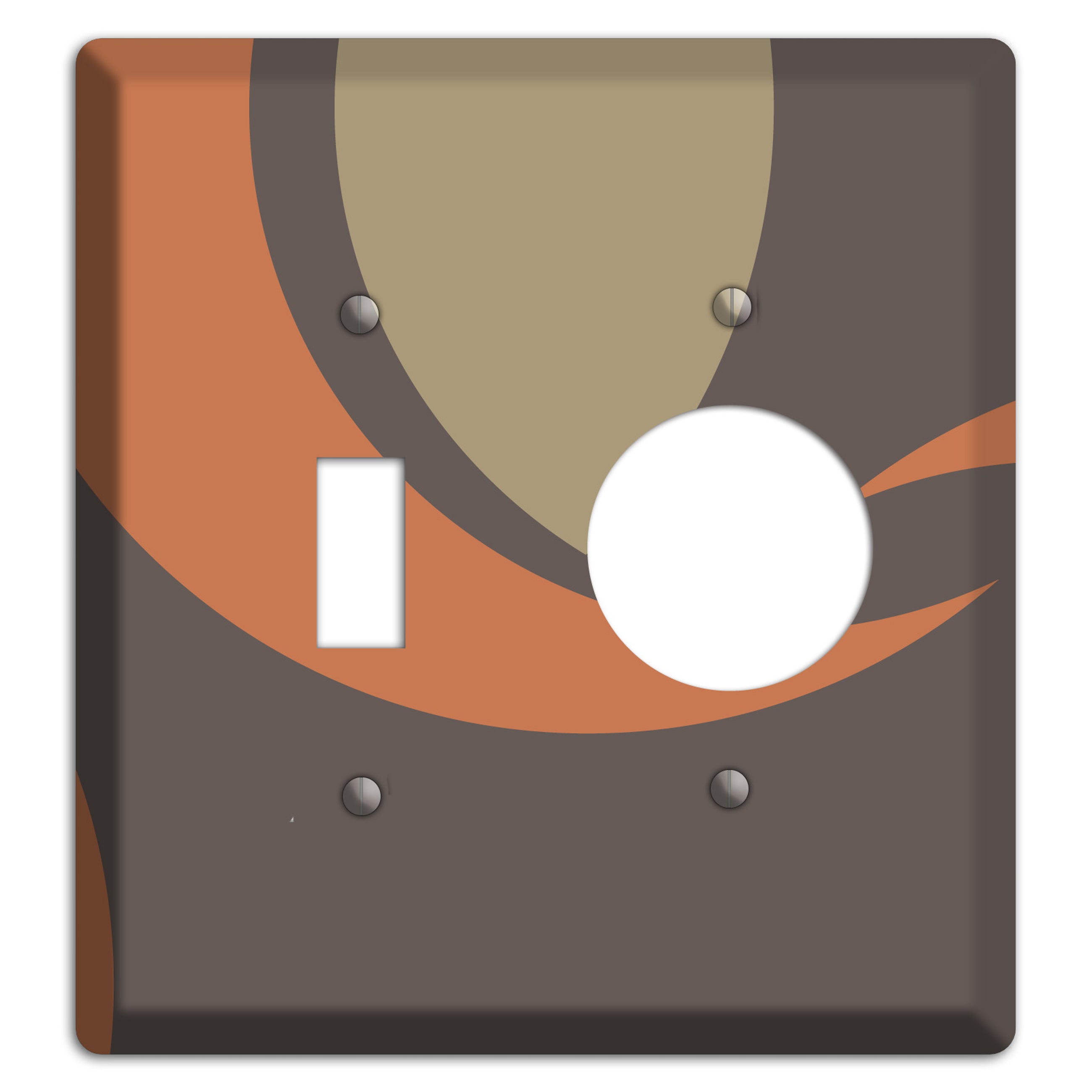 Grey Beige and Orange Abstract Toggle / Receptacle Wallplate
