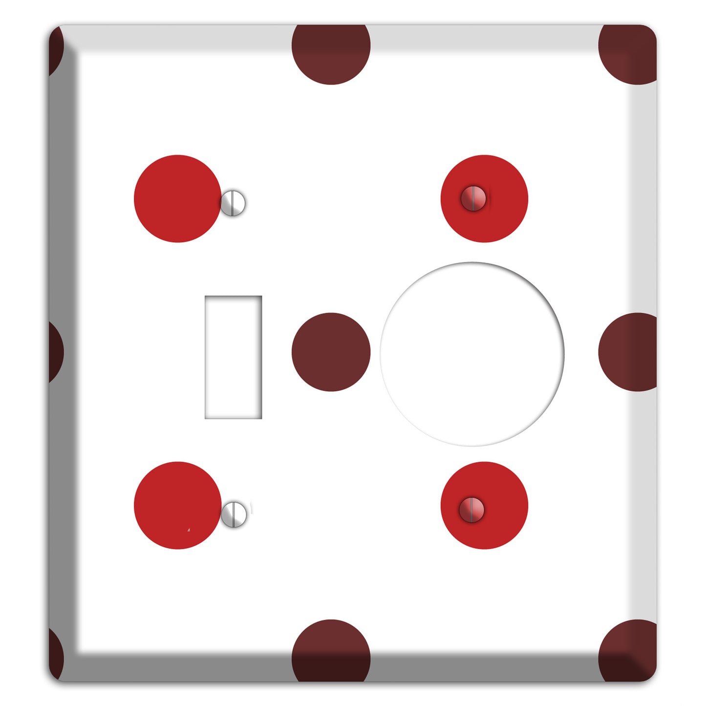 Red and Brown Medium Polka Dots Toggle / Receptacle Wallplate