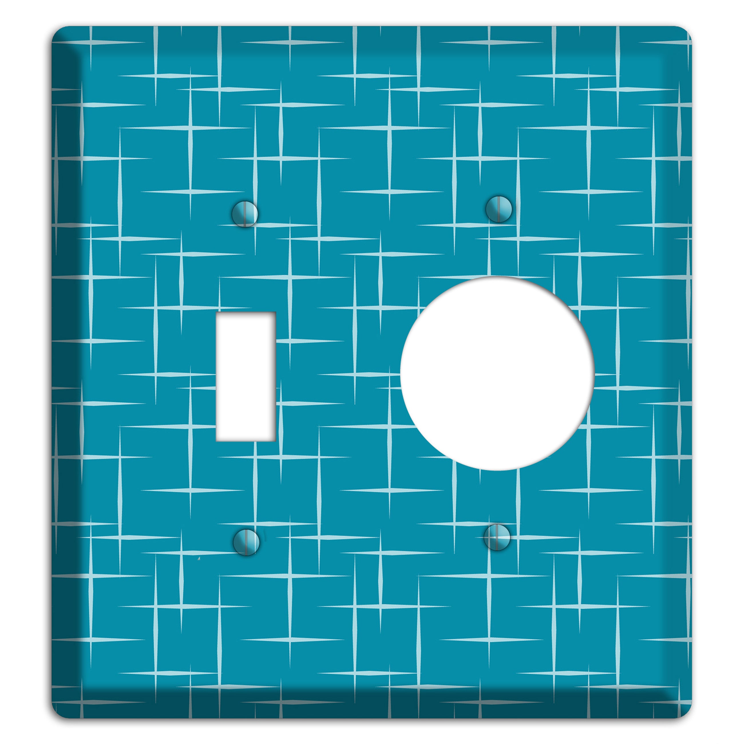 Blue Atom Burst Toggle / Receptacle Wallplate