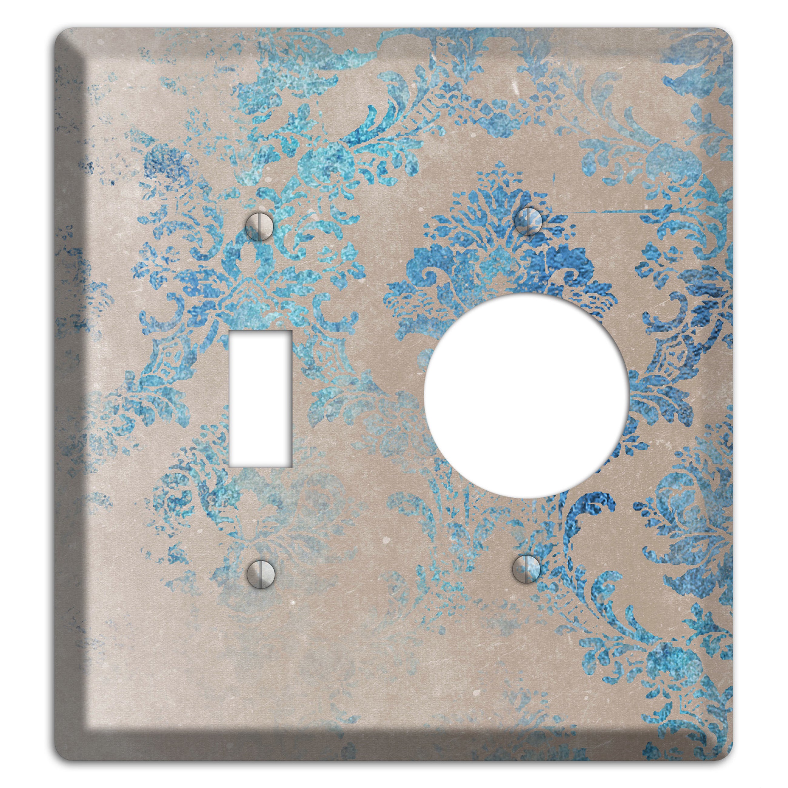 Pewter Whimsical Damask Toggle / Receptacle Wallplate