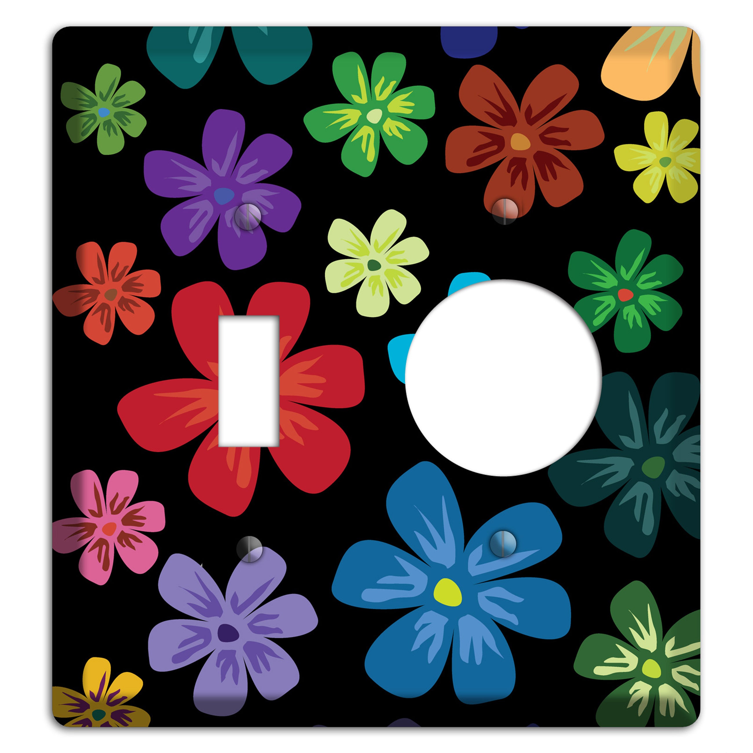 Green Flowers Toggle / Receptacle Wallplate