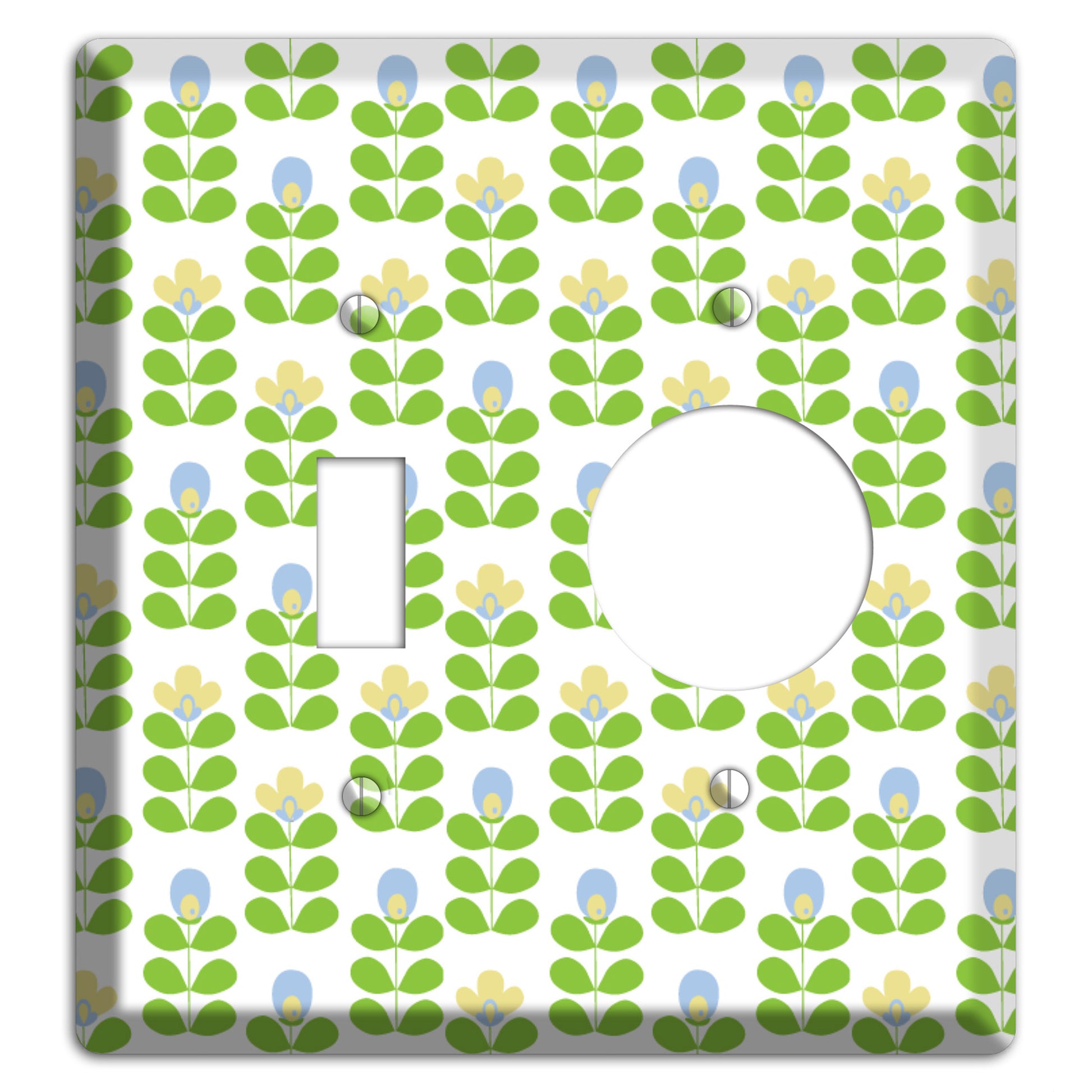 Green Deco Floral Half Drop Toggle / Receptacle Wallplate