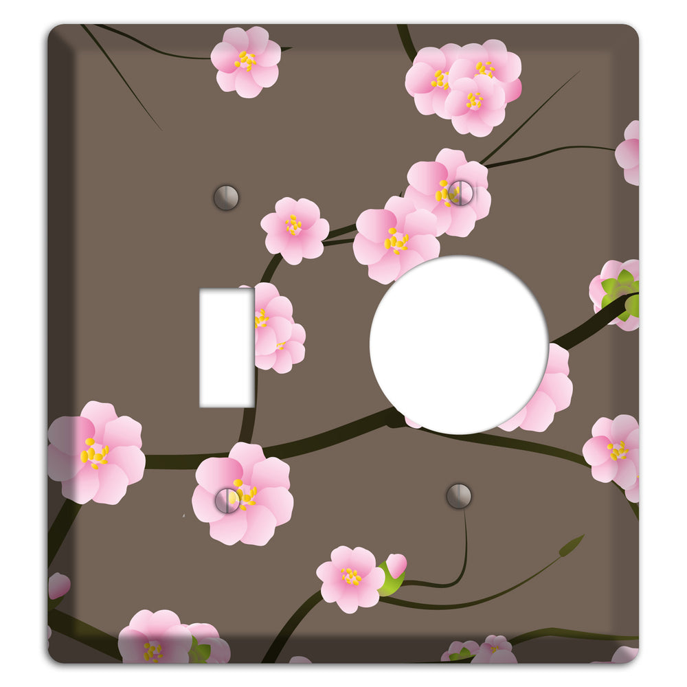 Pink and Brown Cherry Blossoms Toggle / Receptacle Wallplate