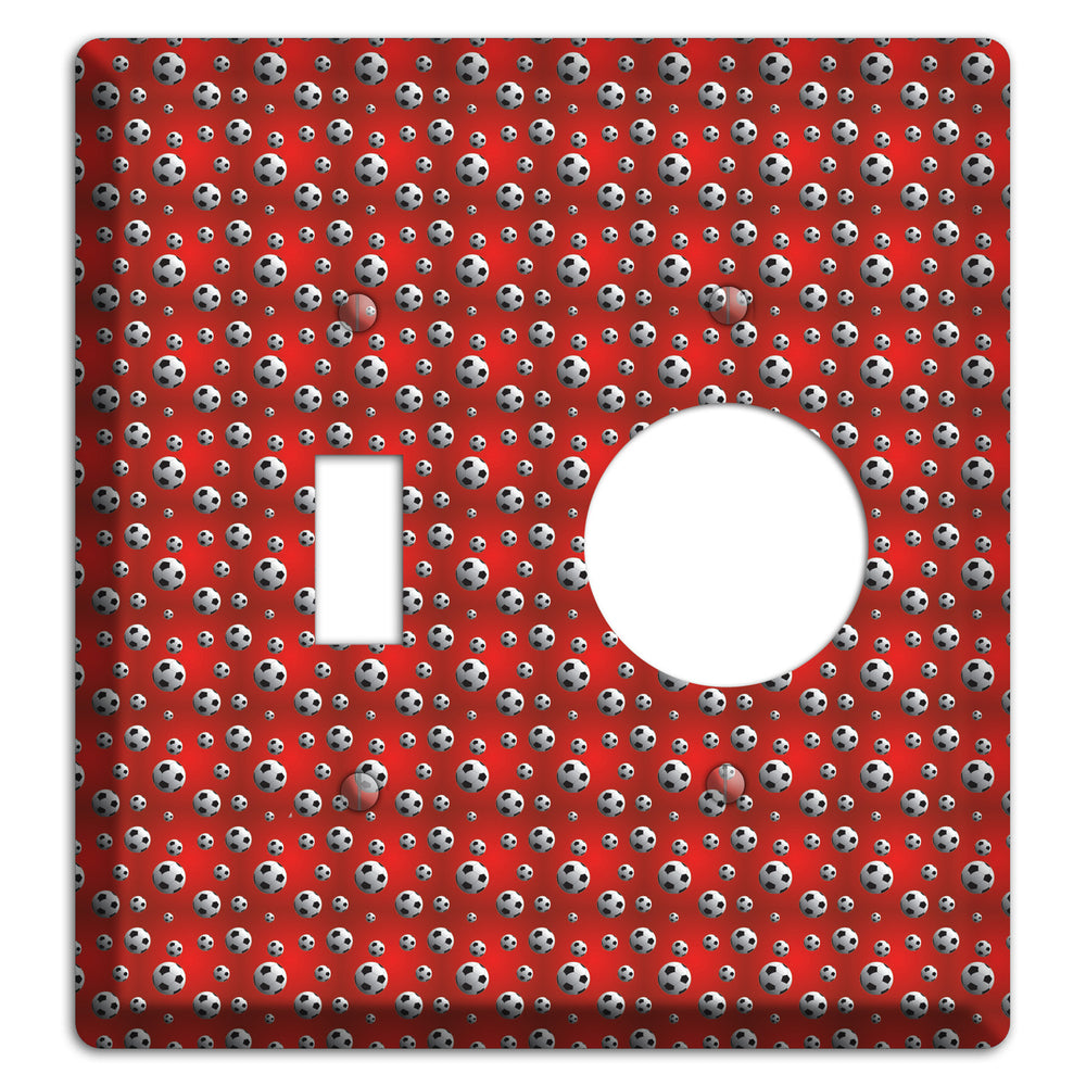 Red with Soccer Balls Toggle / Receptacle Wallplate