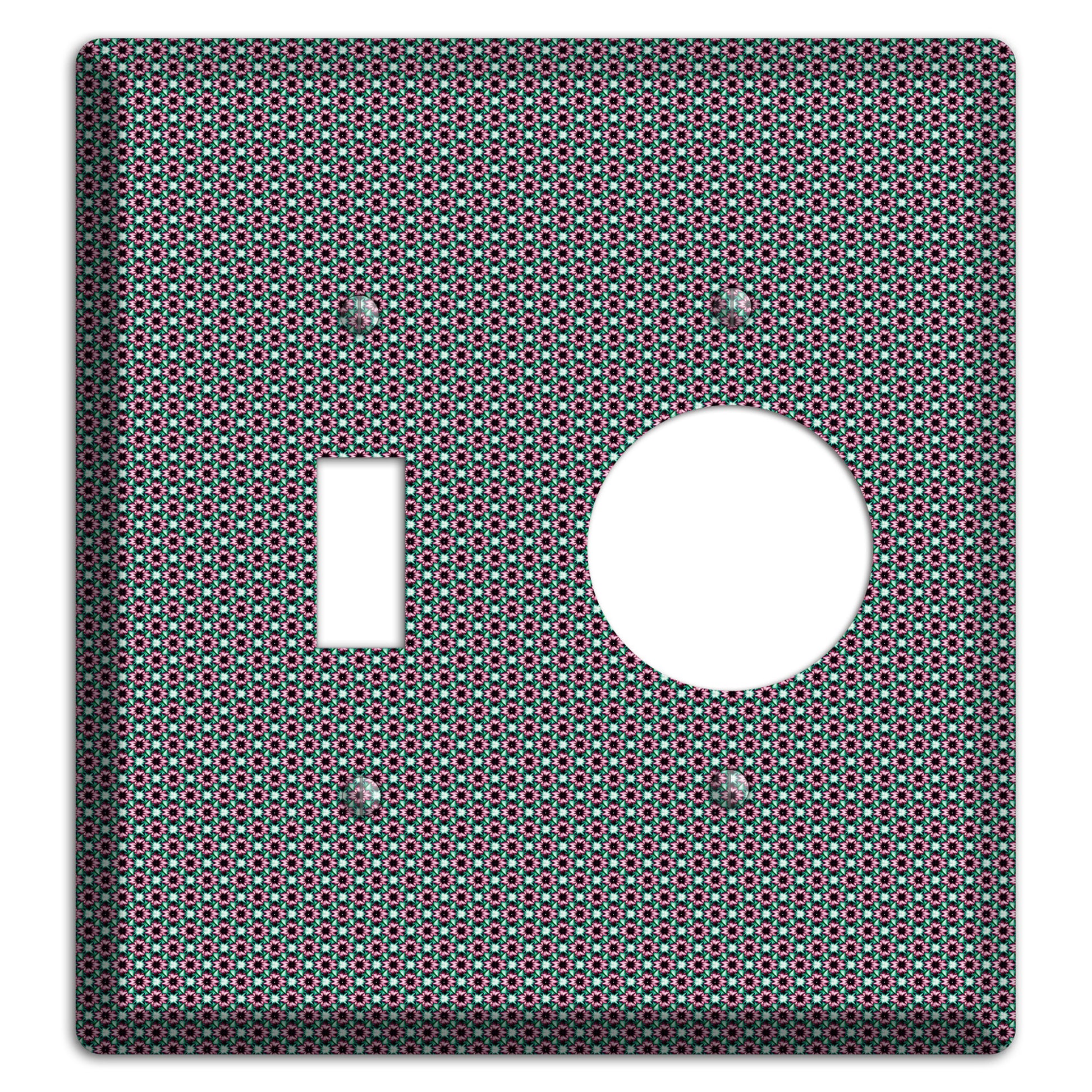 Green Red Grey Geometric Toggle / Receptacle Wallplate