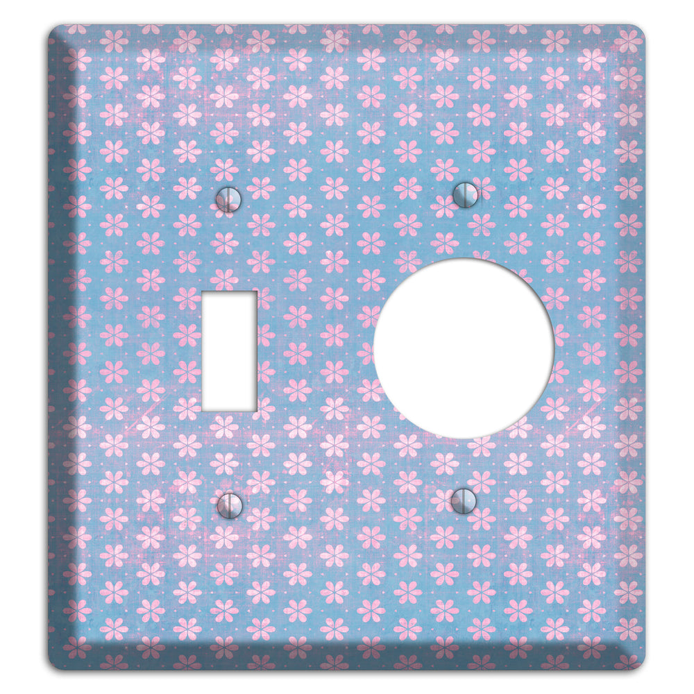 Periwinkle Grunge Floral Contour Toggle / Receptacle Wallplate