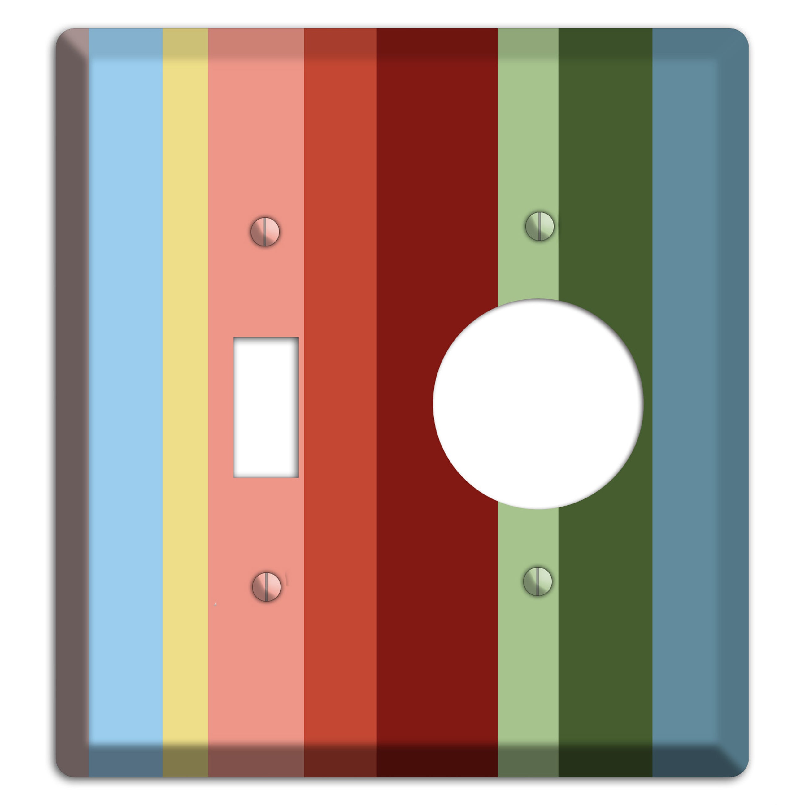 Multi Pastel Vertical Stripe Toggle / Receptacle Wallplate