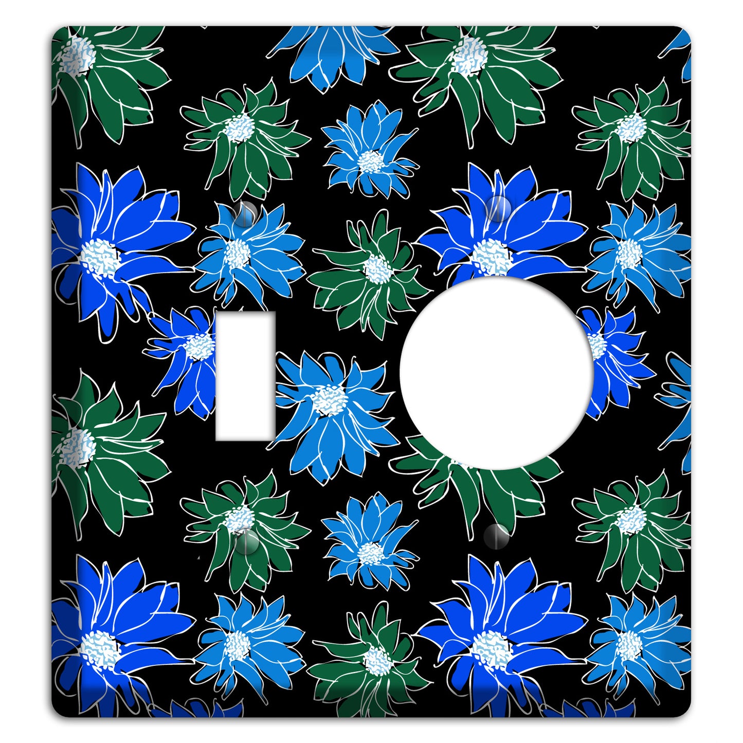 Blue and Green Flowers Toggle / Receptacle Wallplate