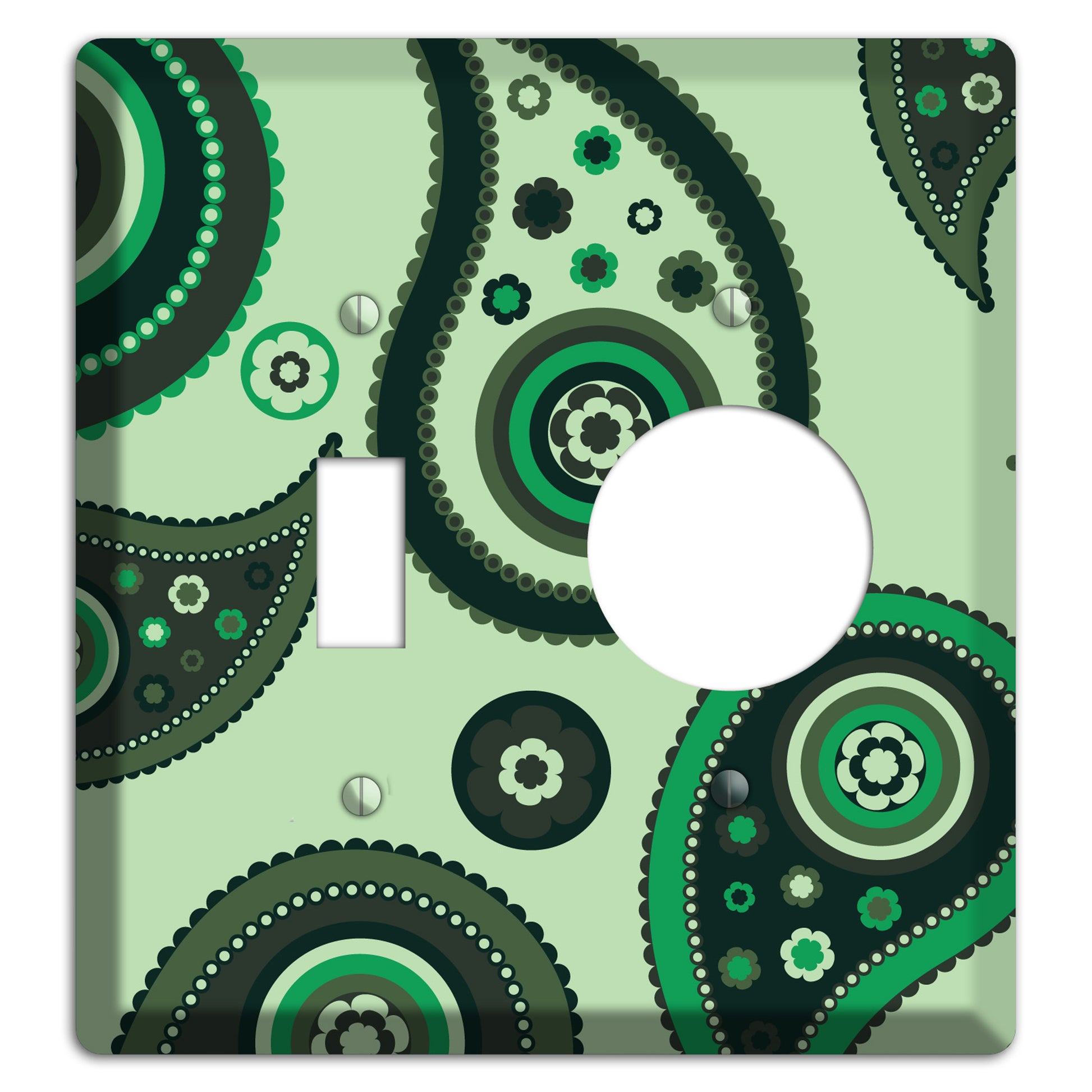 Green Paisley Toggle / Receptacle Wallplate