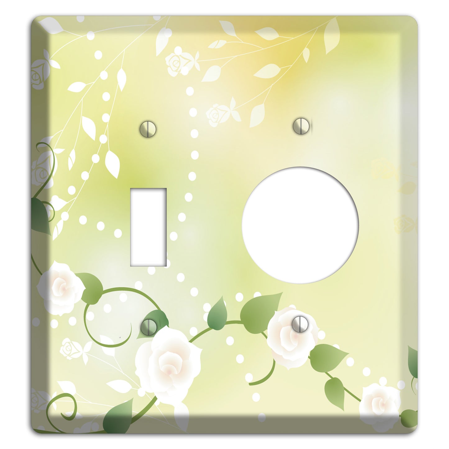 Green Delicate Flowers Toggle / Receptacle Wallplate