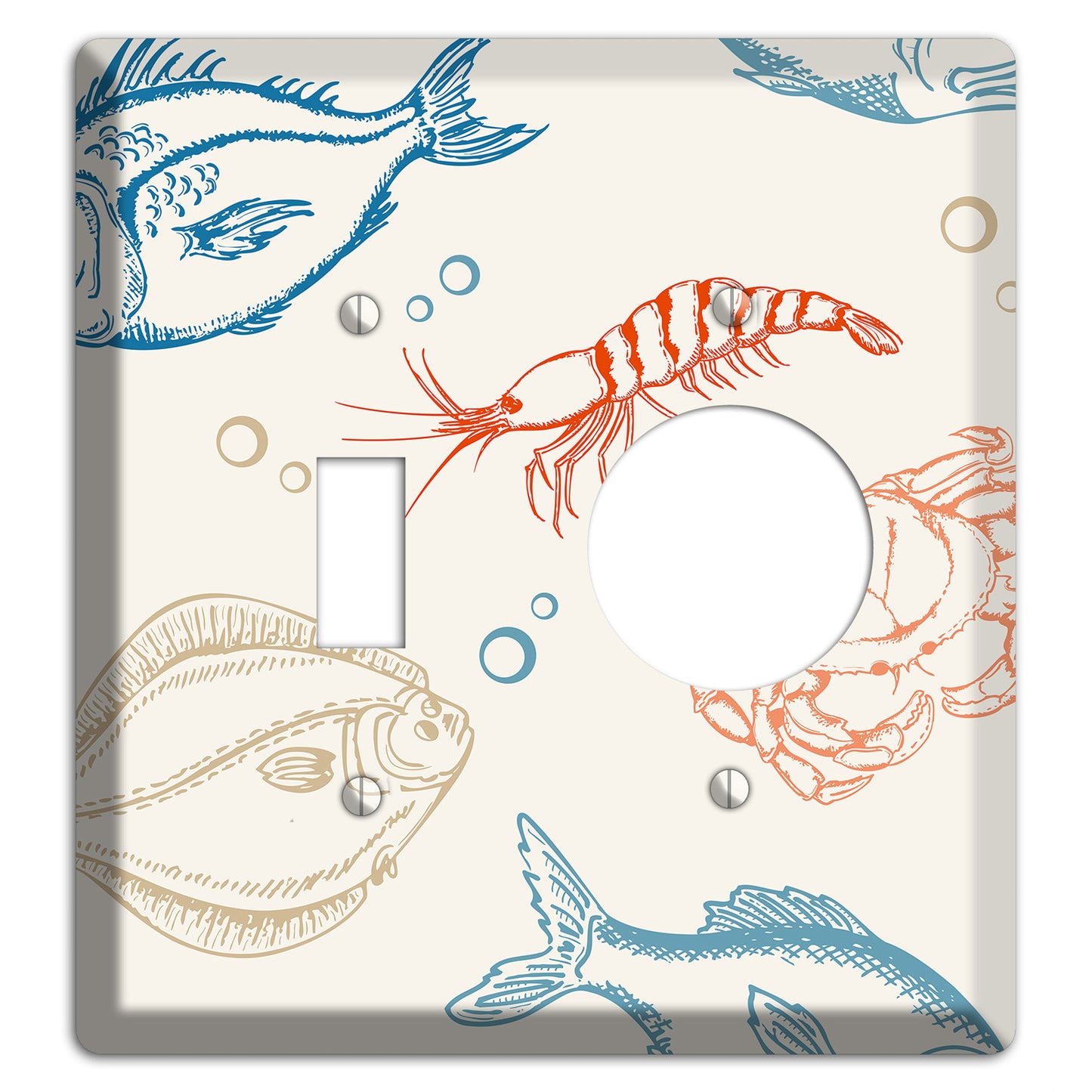 Mixed Sea Life Style 1 Toggle / Receptacle Wallplate
