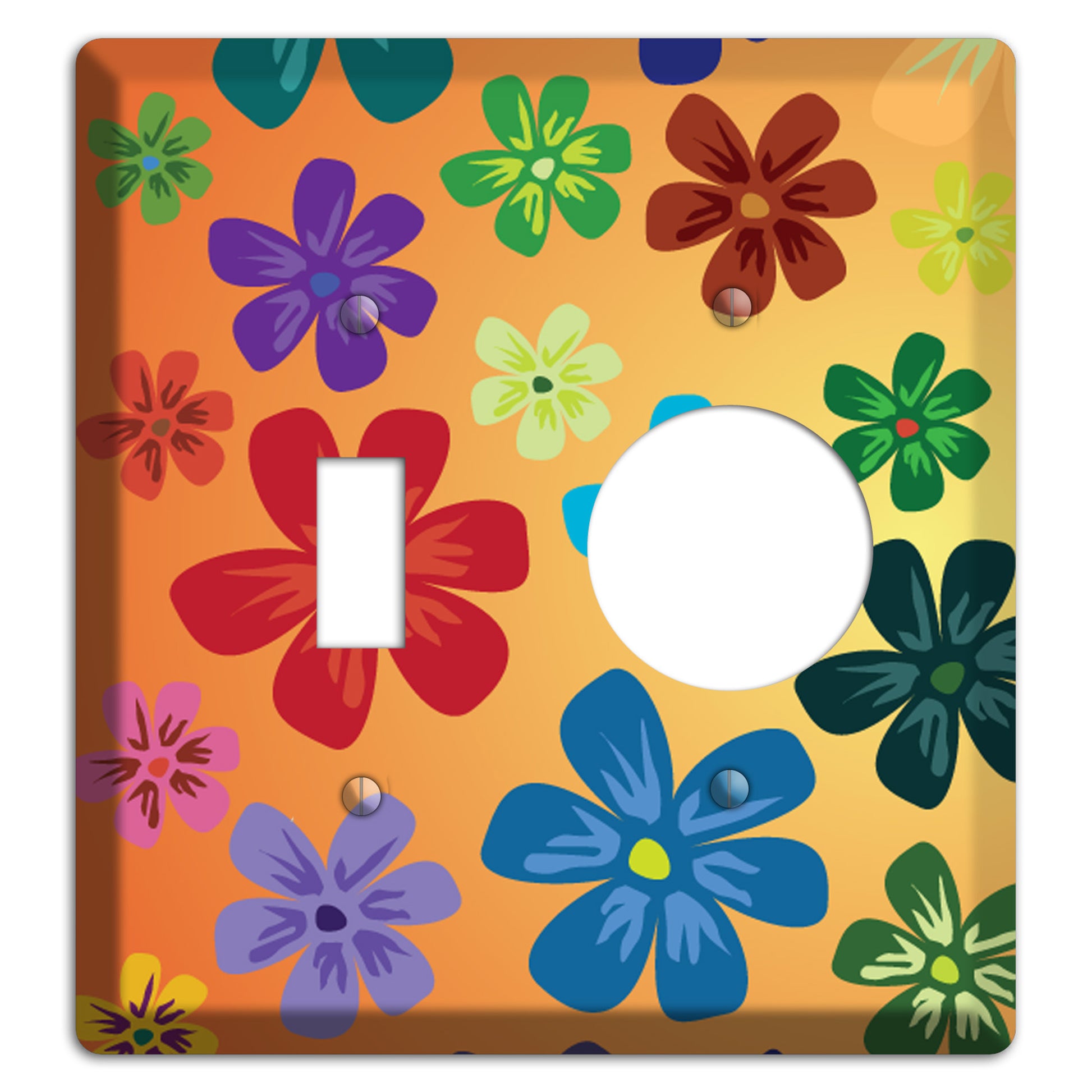 Brown Flowers Toggle / Receptacle Wallplate