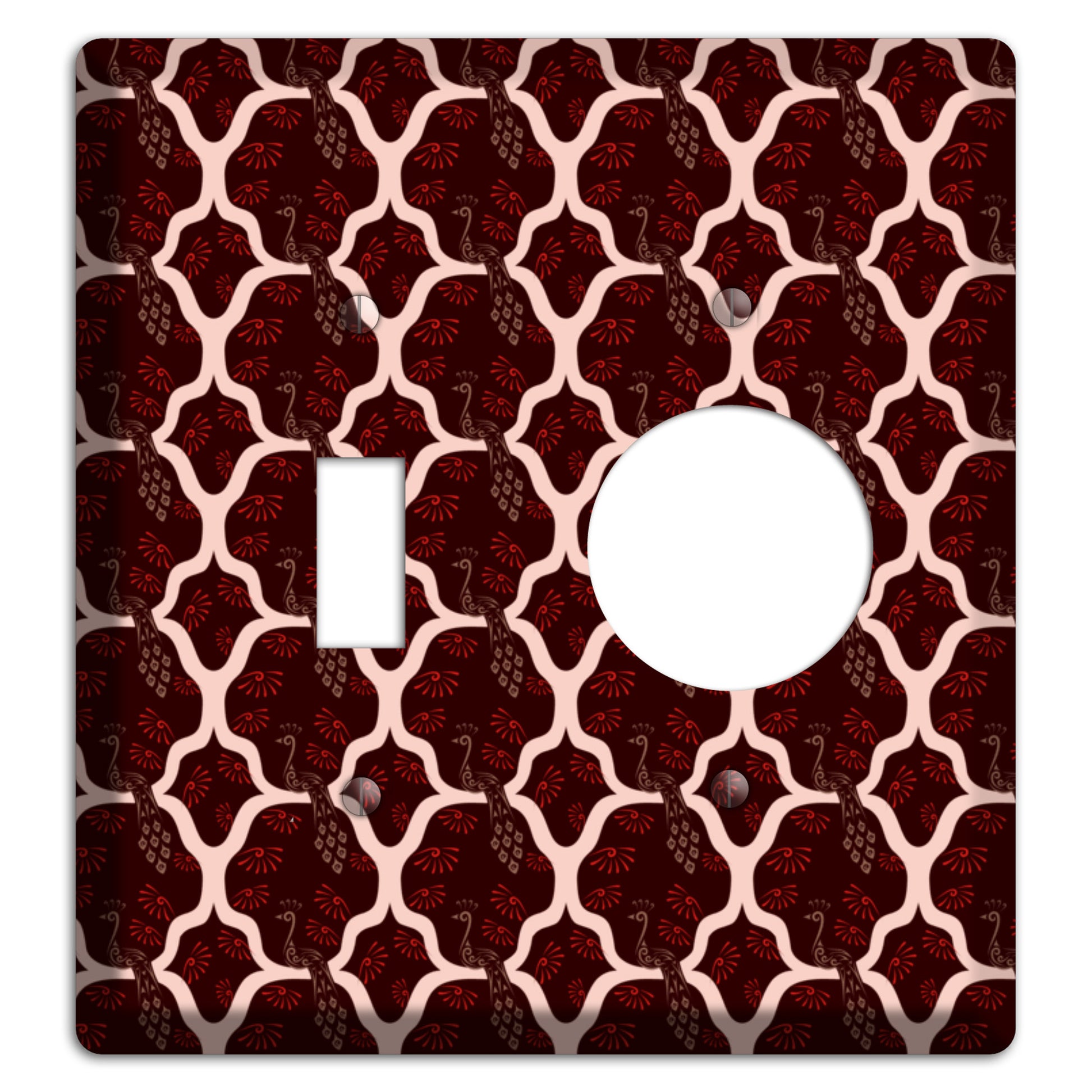 Dark Quatrefoil Peacock Toggle / Receptacle Wallplate