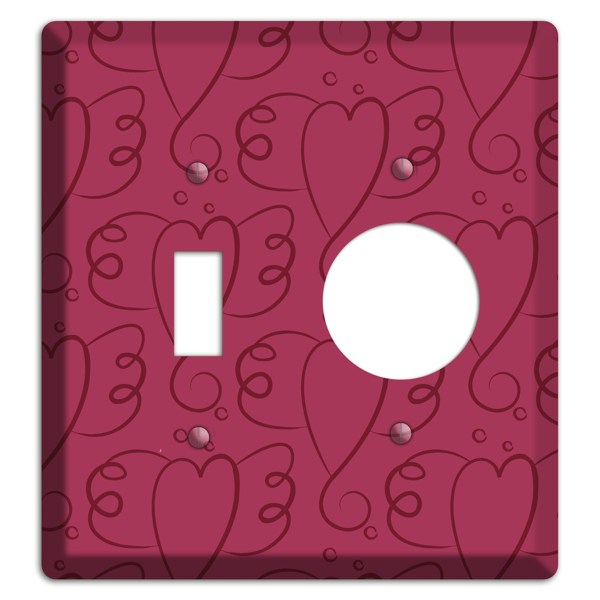 Fuschia Winged Hearts Toggle / Receptacle Wallplate