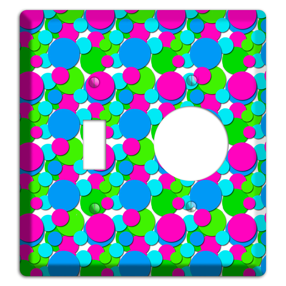 Fuschia Lime Blue Bubble Dots Toggle / Receptacle Wallplate