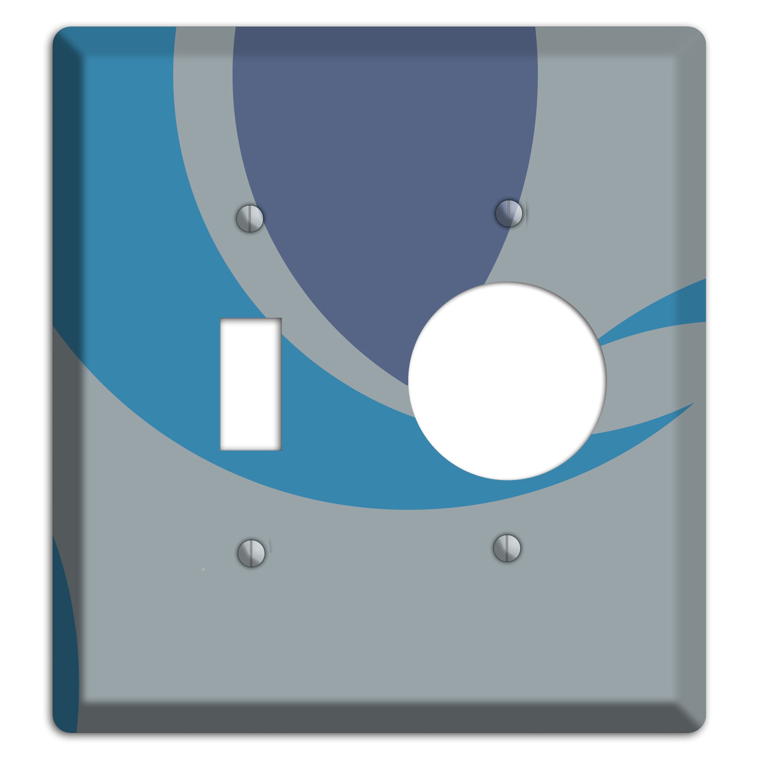Grey and Blue Abstract Toggle / Receptacle Wallplate