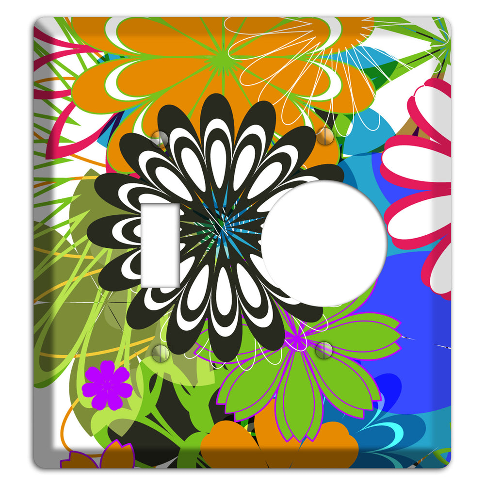 Multi Retro Flowers Toggle / Receptacle Wallplate