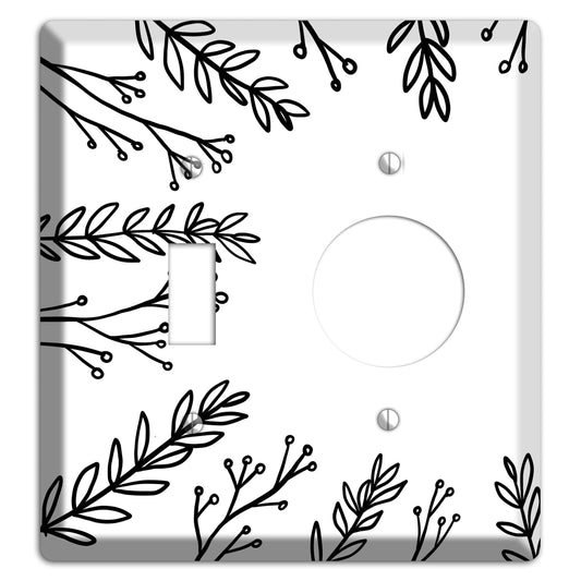 Hand-Drawn Leaves 9 Toggle / Receptacle Wallplate
