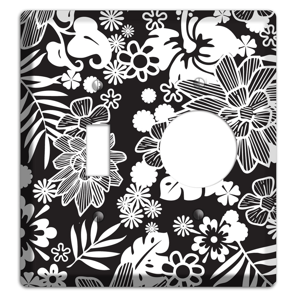 Black with White Tropical Toggle / Receptacle Wallplate