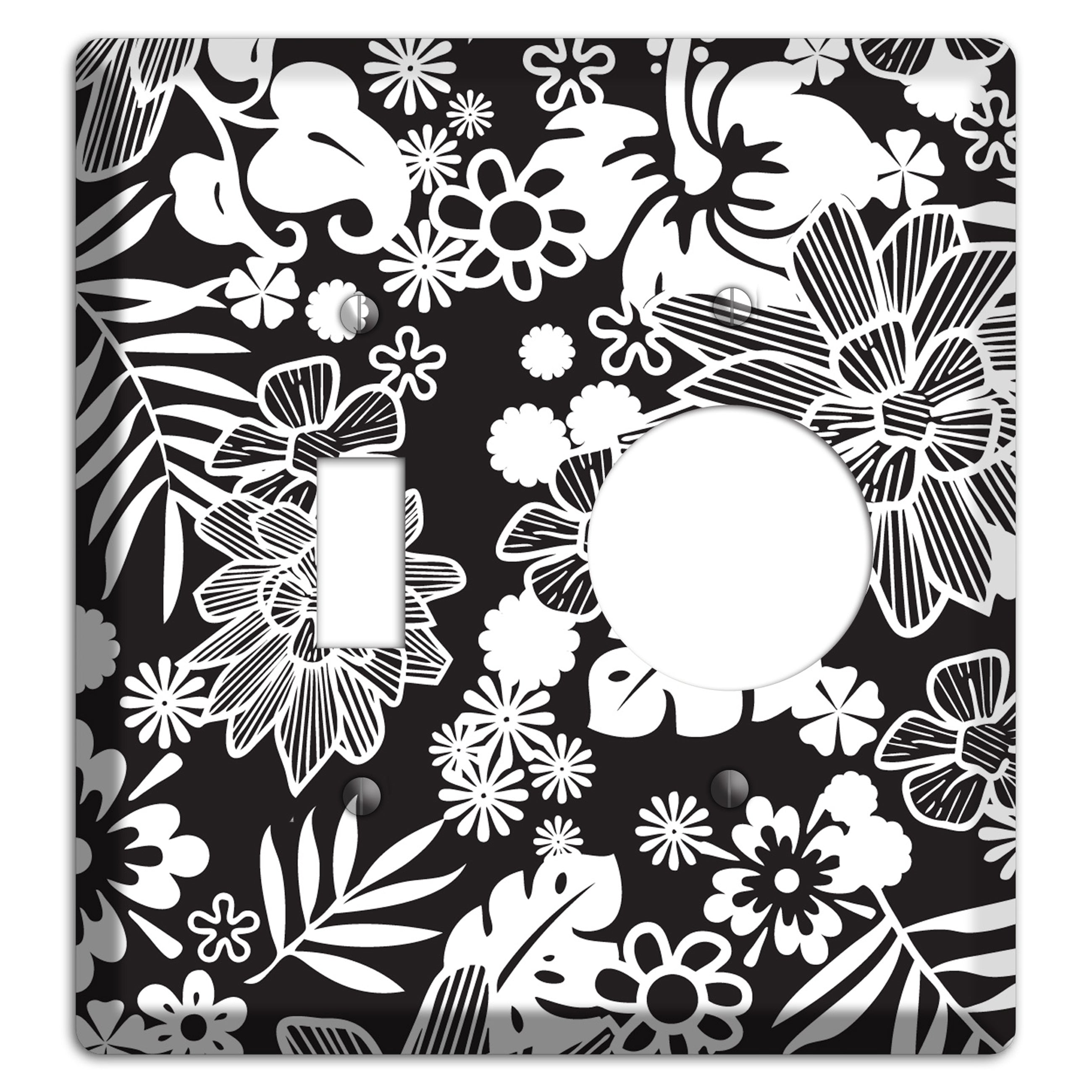 Black with White Tropical Toggle / Receptacle Wallplate