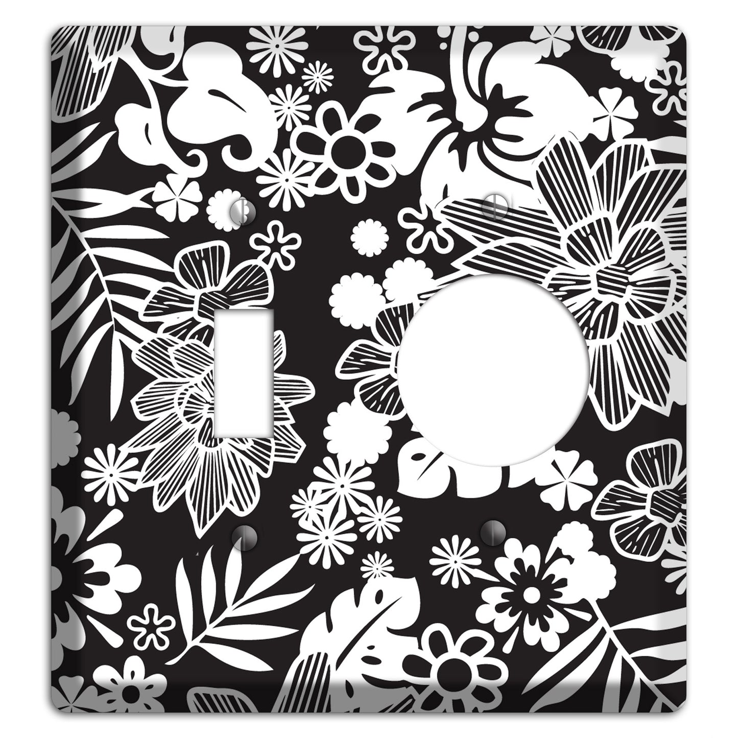 Black with White Tropical Toggle / Receptacle Wallplate