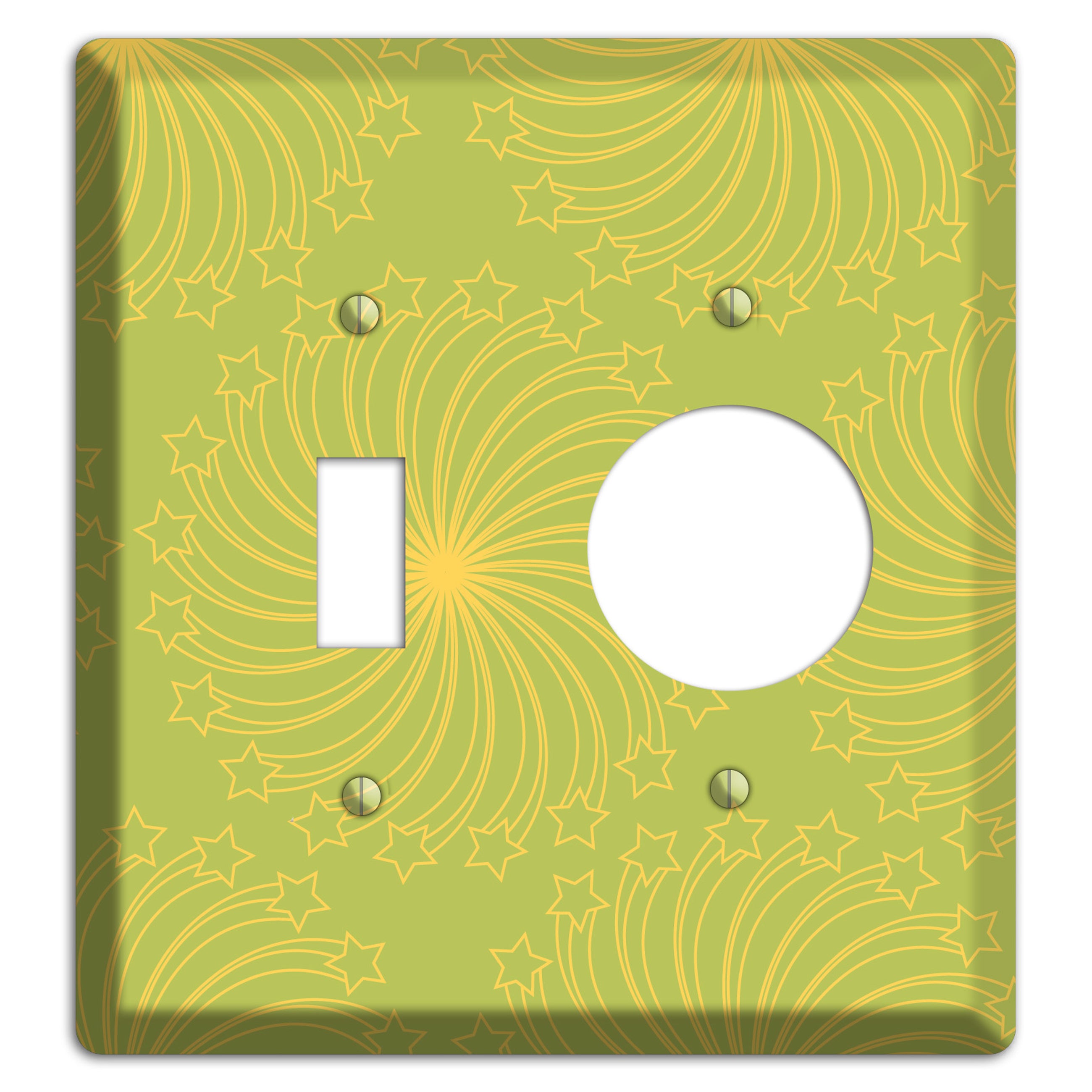 Multi Lime Star Swirl Toggle / Receptacle Wallplate