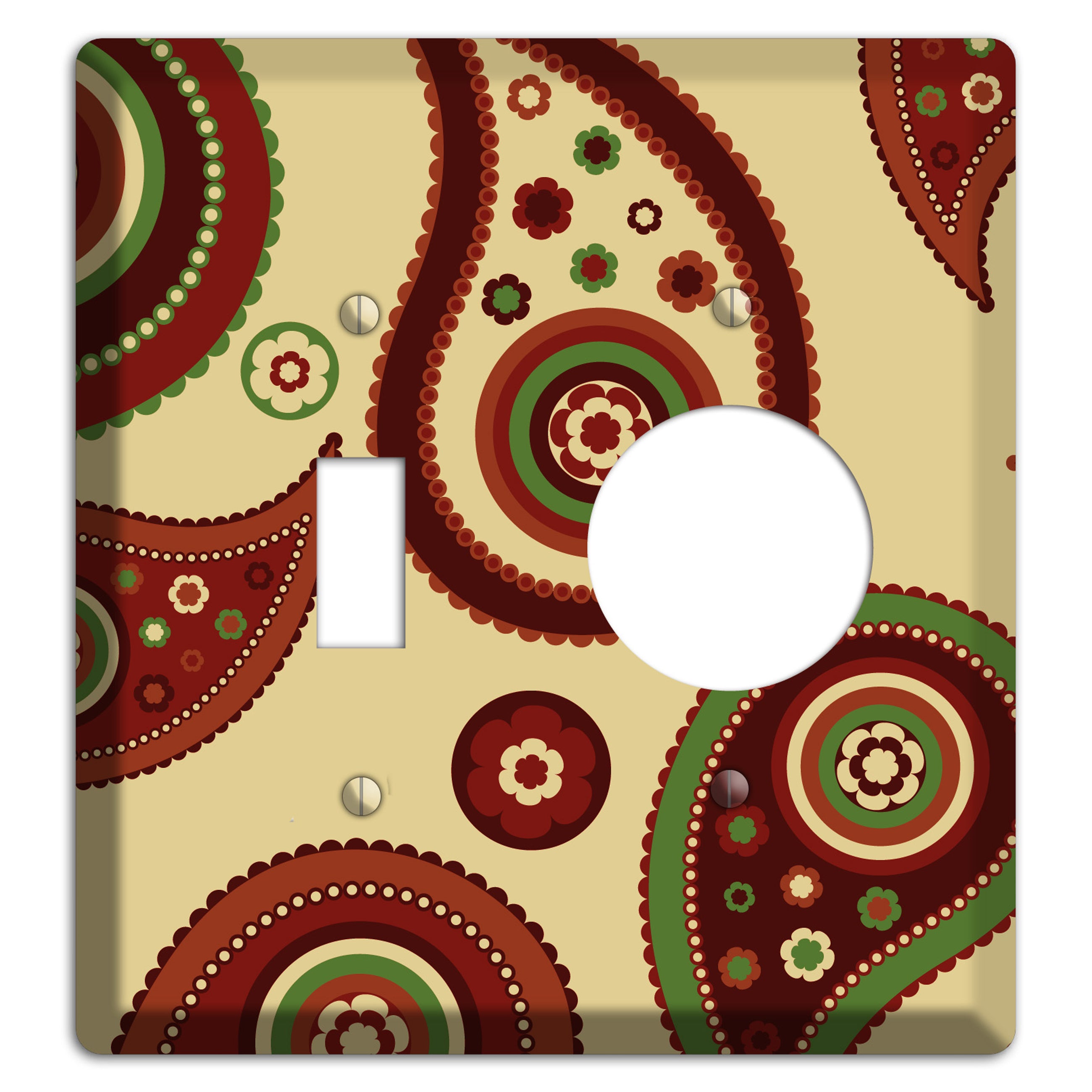 Beige Paisley Toggle / Receptacle Wallplate
