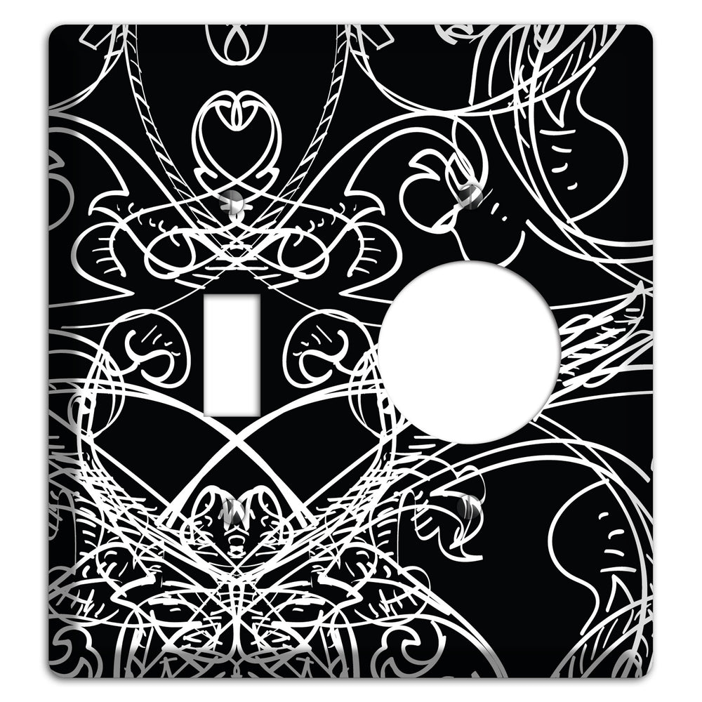 Black Deco Sketch Toggle / Receptacle Wallplate