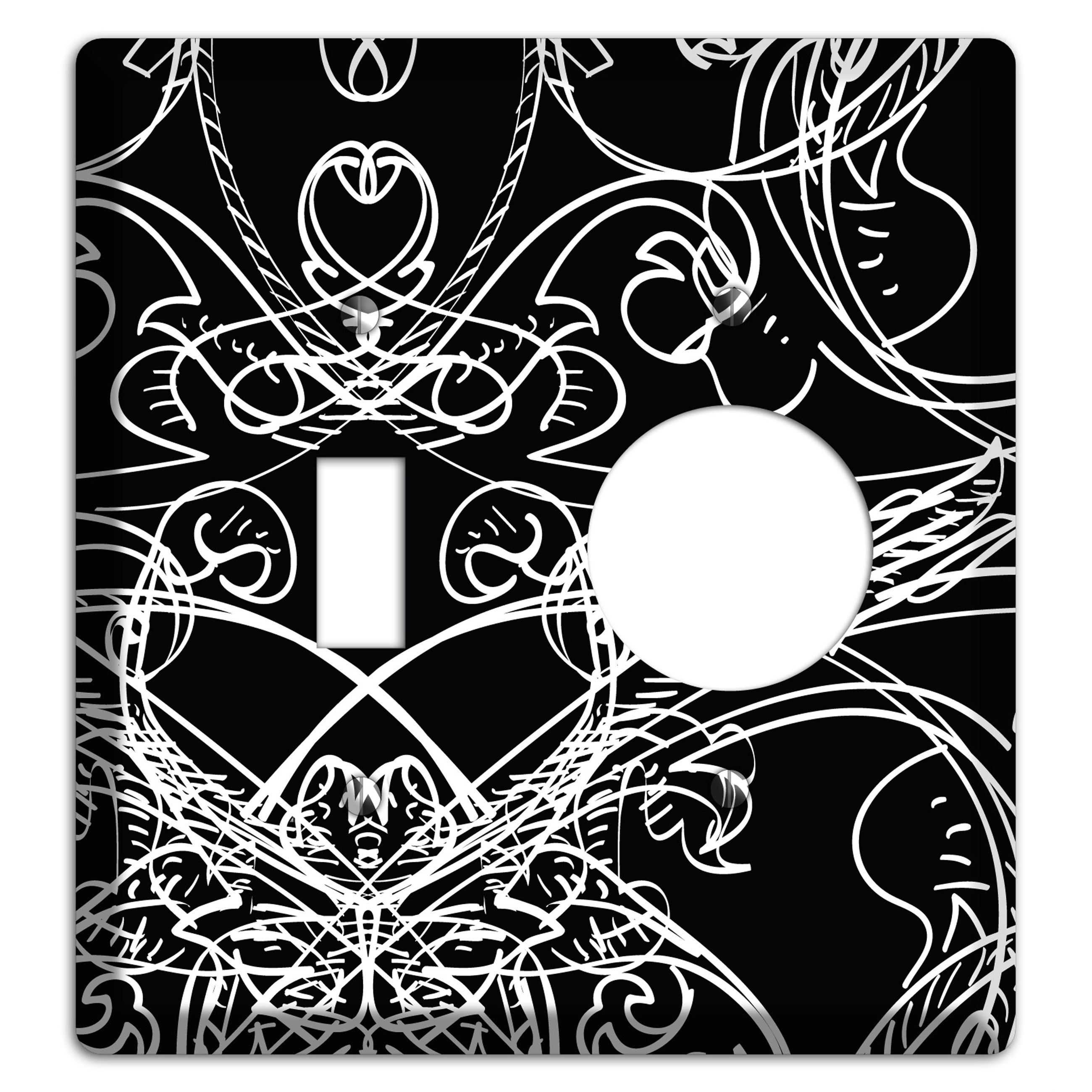 Black Deco Sketch Toggle / Receptacle Wallplate