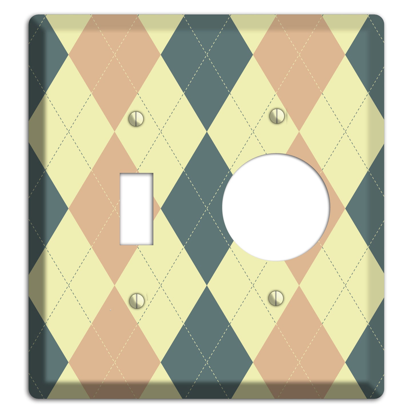 Yellow and Beige Argyle Toggle / Receptacle Wallplate