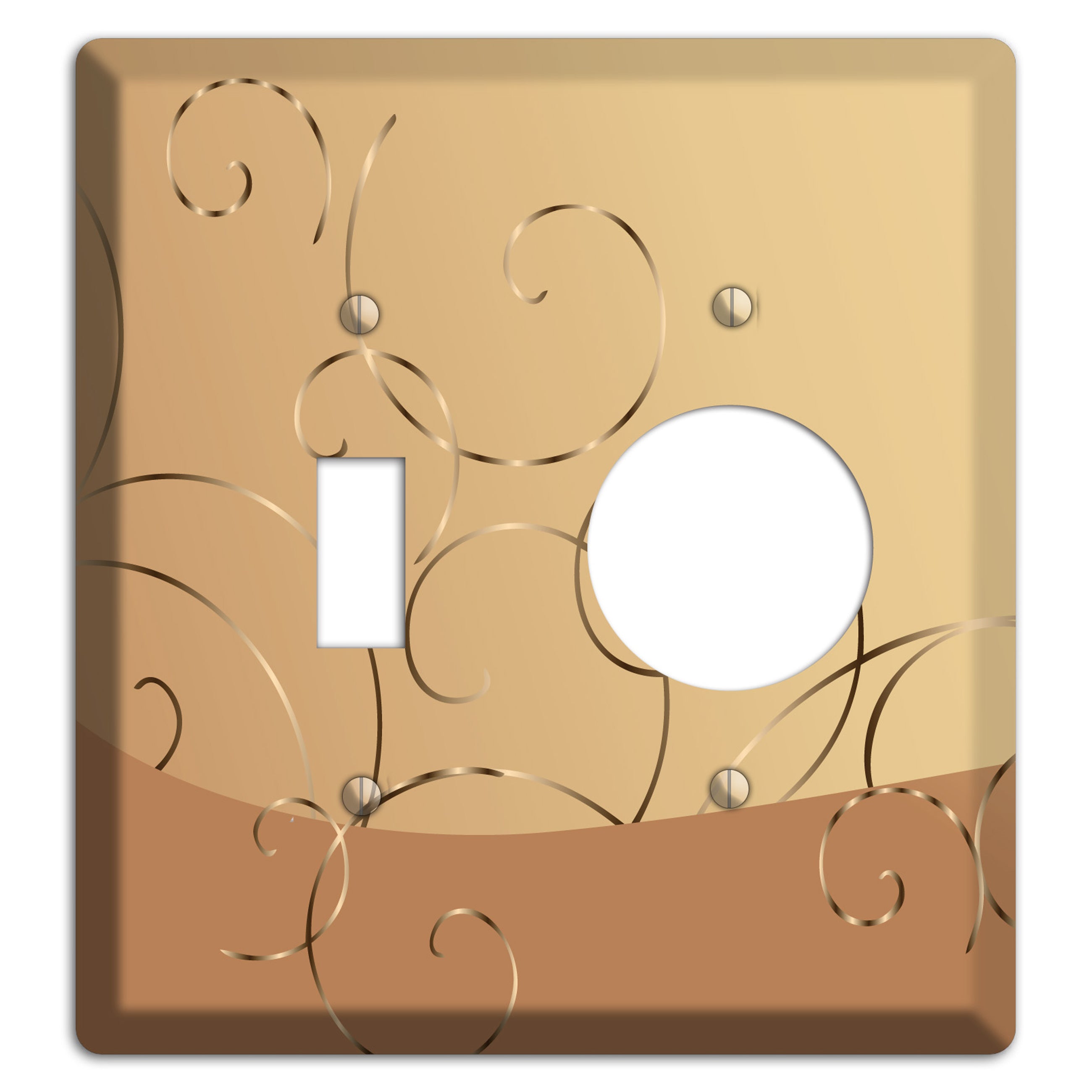 Light Brown and Beige Swirl Toggle / Receptacle Wallplate