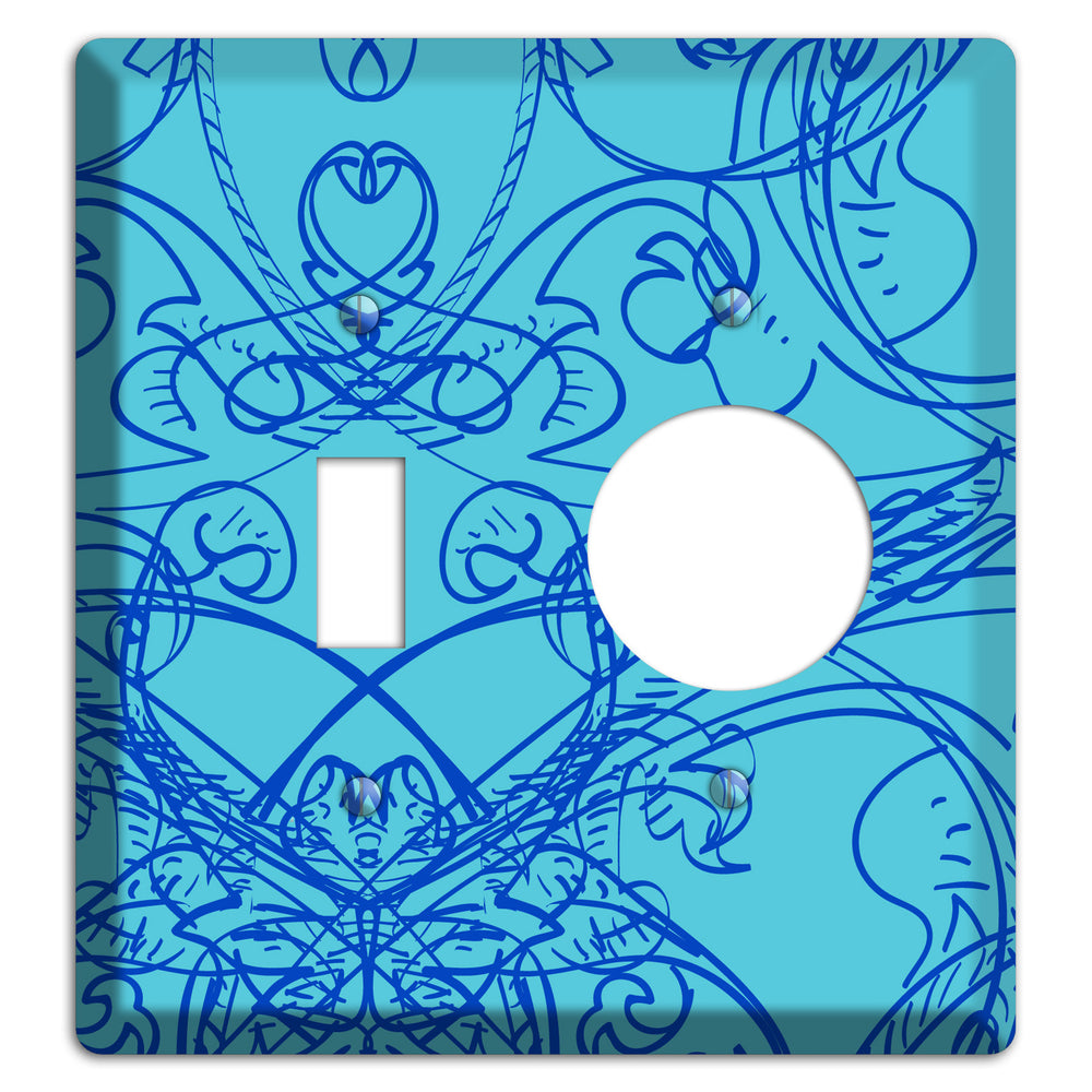 Turquoise Deco Sketch Toggle / Receptacle Wallplate