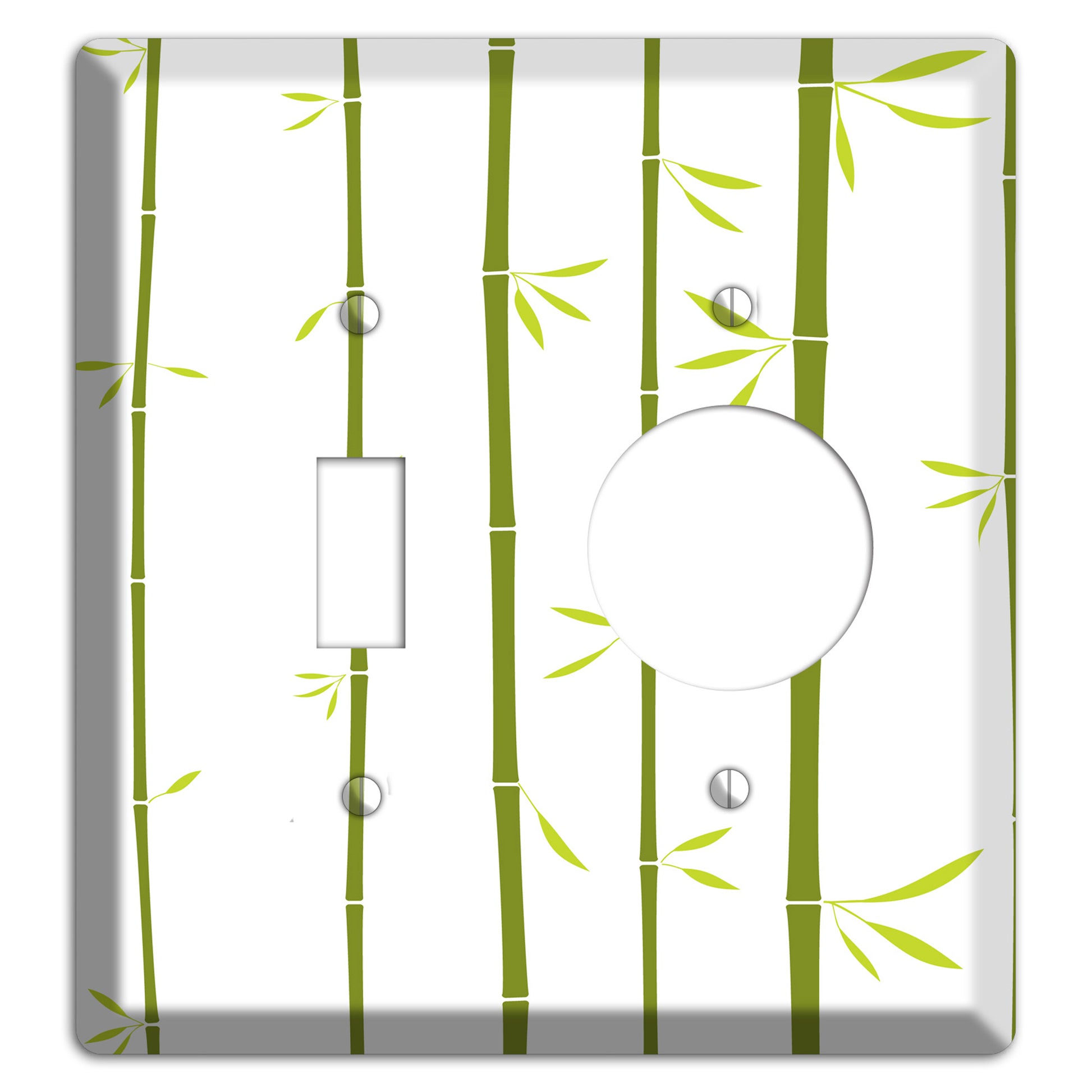 Green And White Bamboo Toggle / Receptacle Wallplate