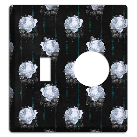 Dramatic Floral Black Toggle / Receptacle Wallplate