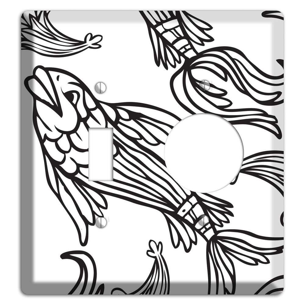 White and Black Koi Toggle / Receptacle Wallplate