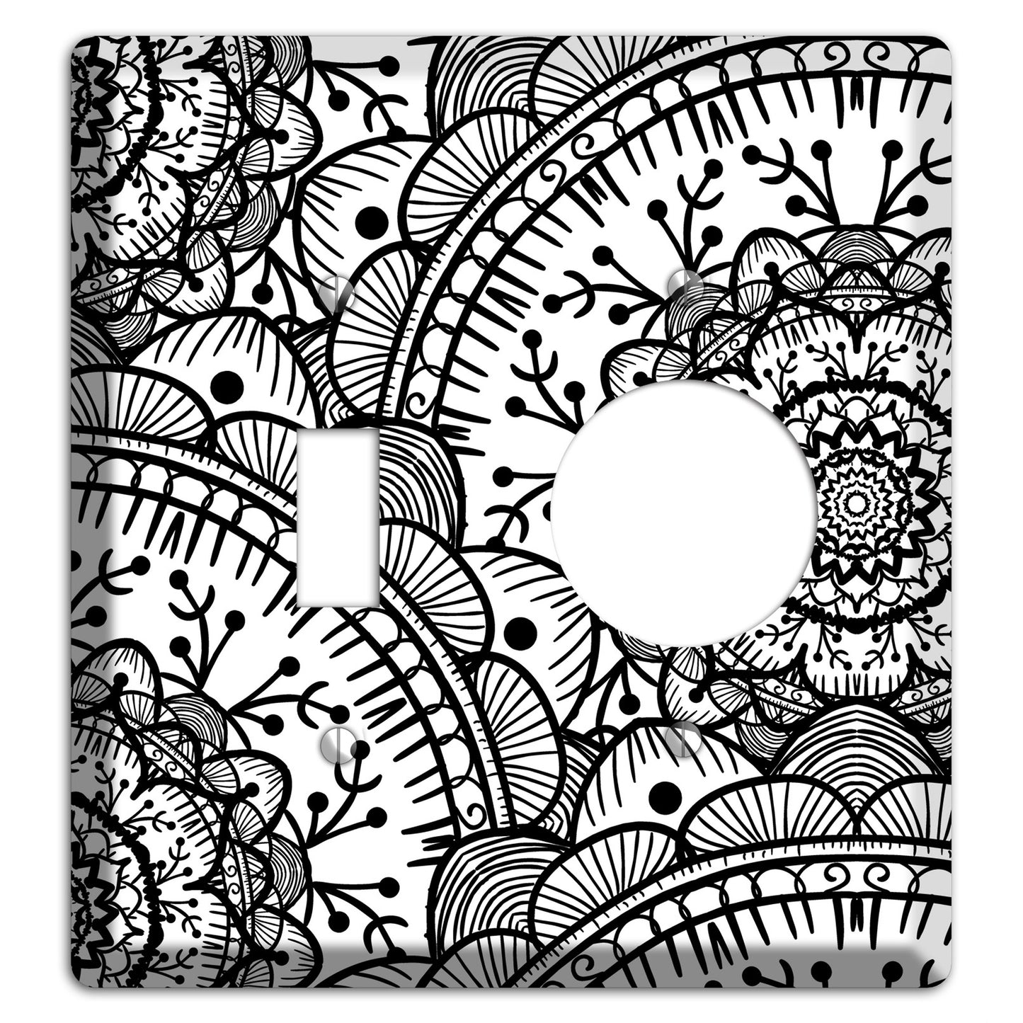 Mandala Black and White Style Q Cover Plates Toggle / Receptacle Wallplate