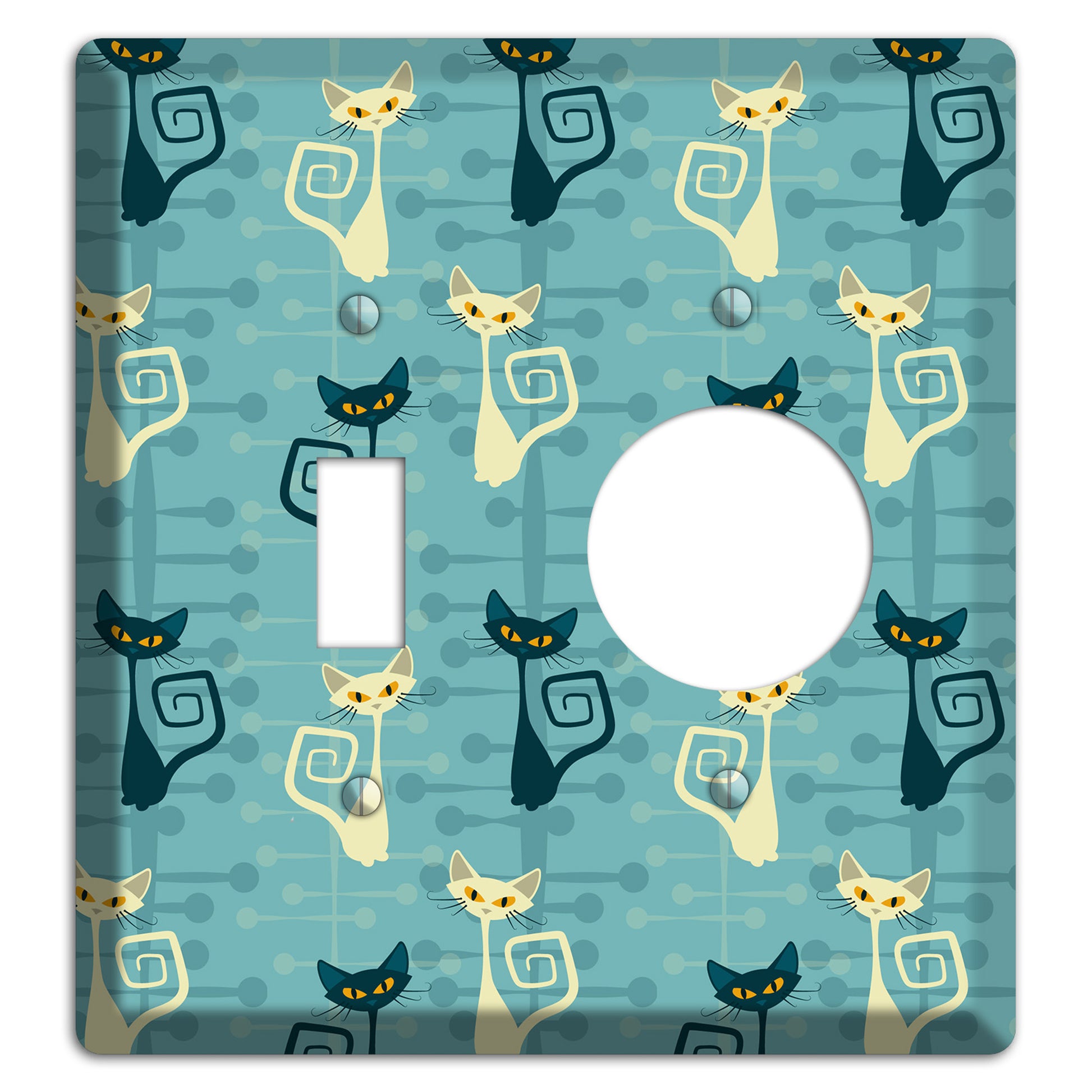 Black and Yellow Kitties Toggle / Receptacle Wallplate