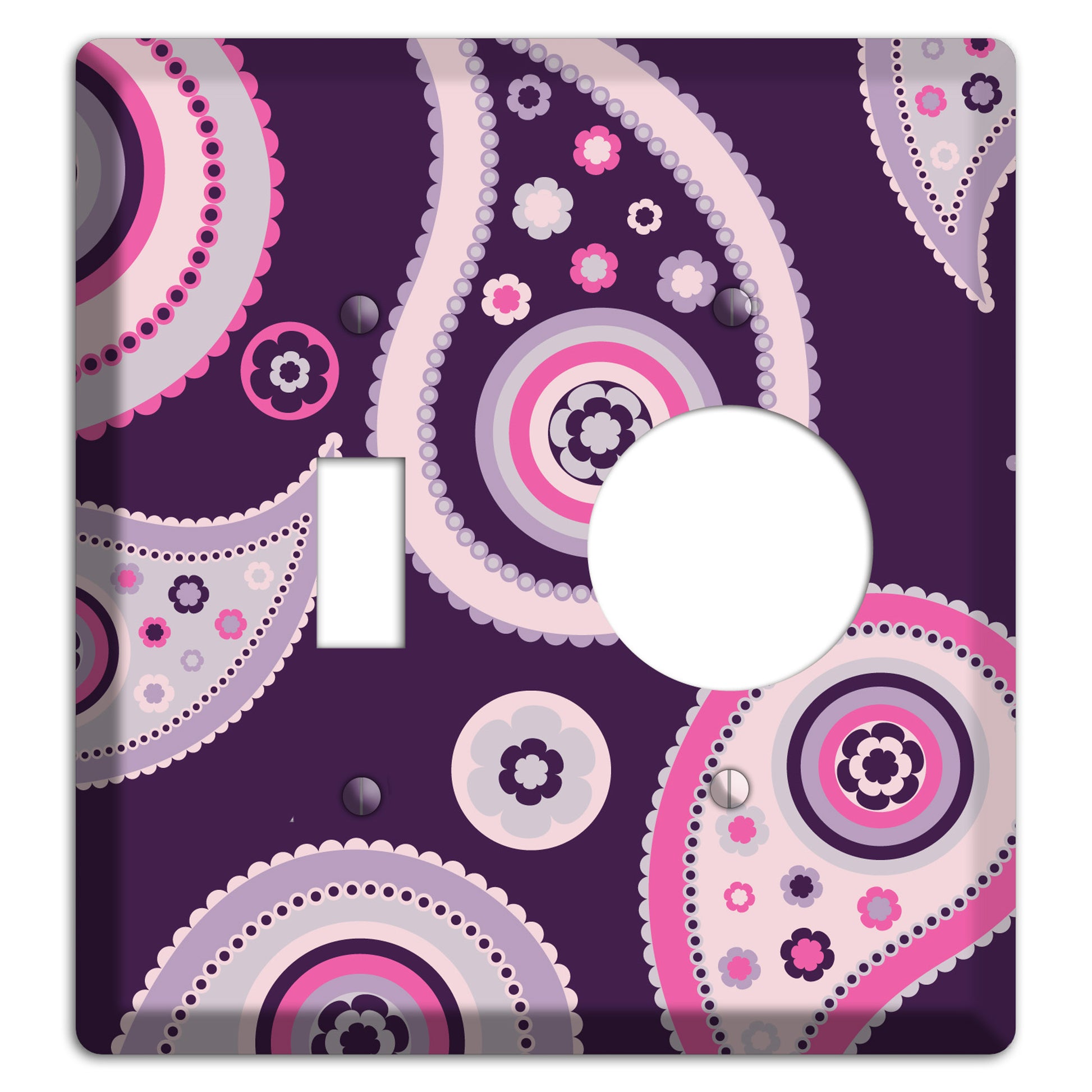 Purple Paisley Toggle / Receptacle Wallplate
