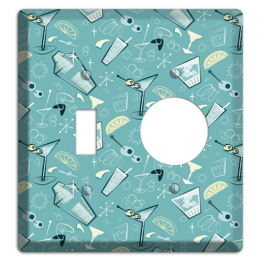Retro Cocktails Teal Toggle / Receptacle Wallplate