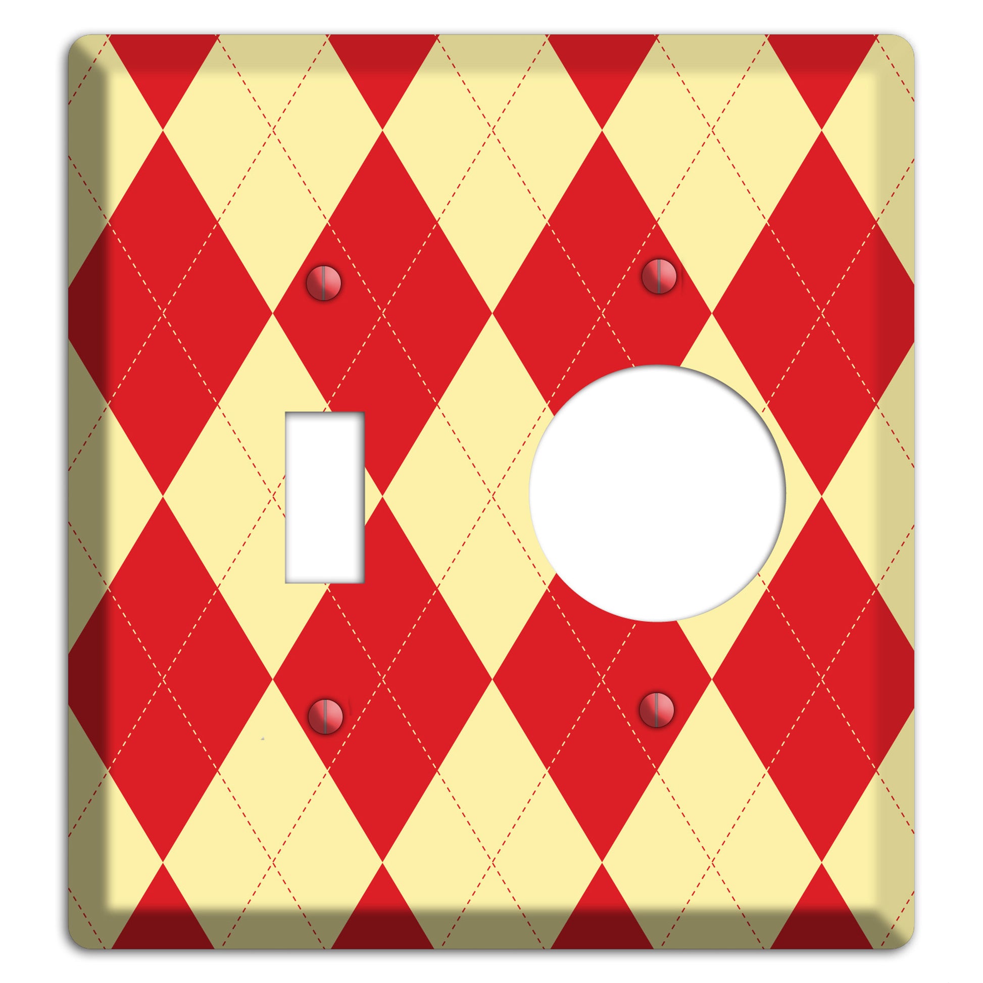 Orange and Yellow Argyle Toggle / Receptacle Wallplate