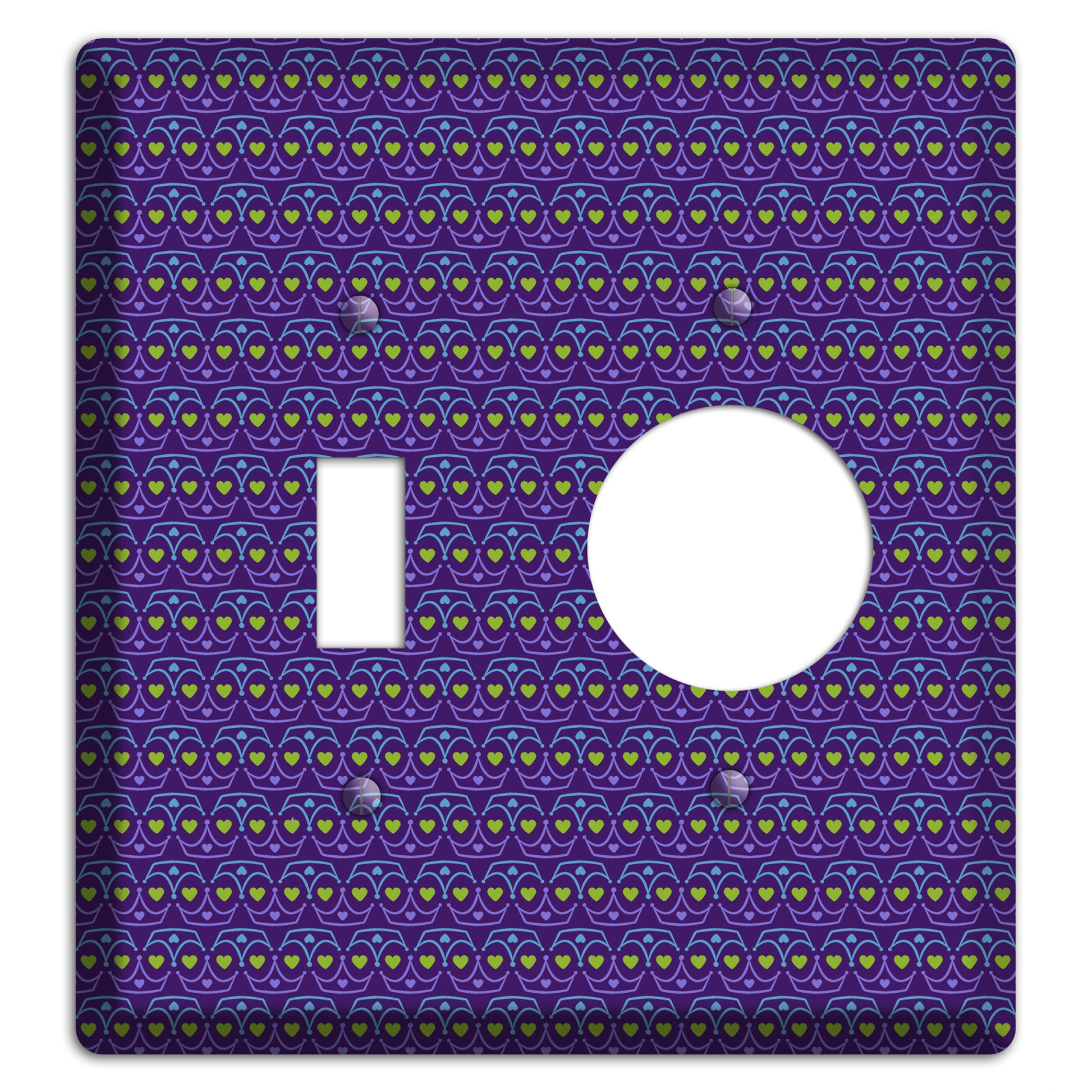 Purple Blue and Green Geometric Hearts Toggle / Receptacle Wallplate
