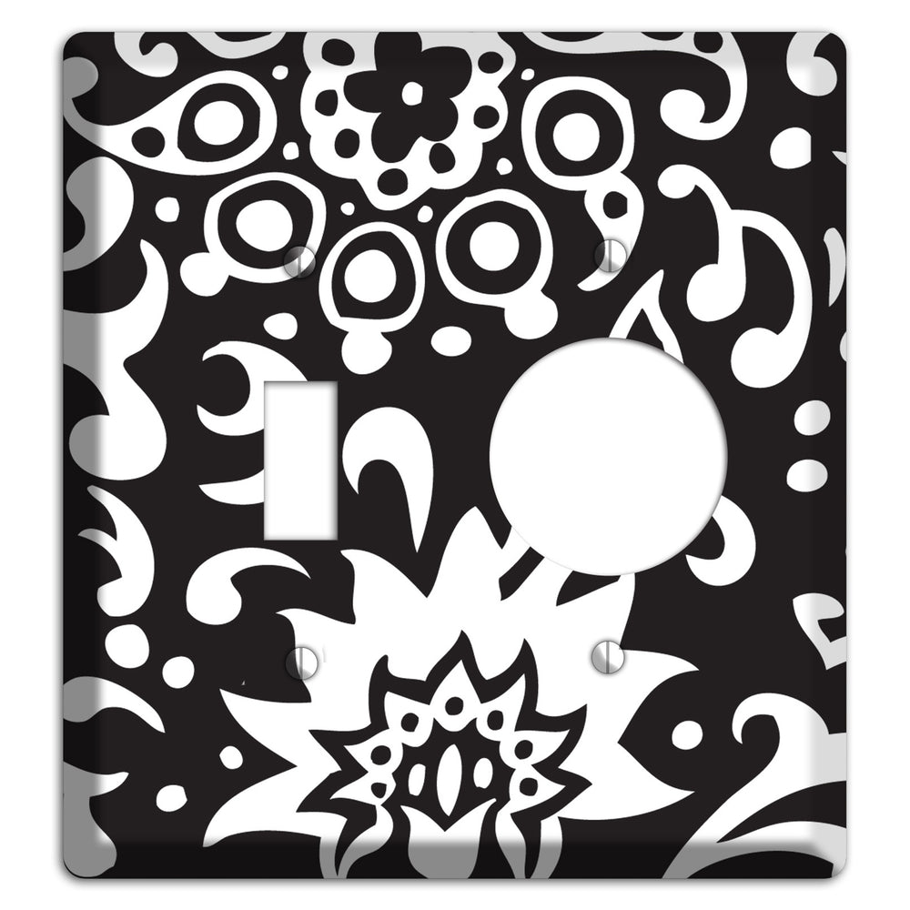 Black with White Boteh Toggle / Receptacle Wallplate