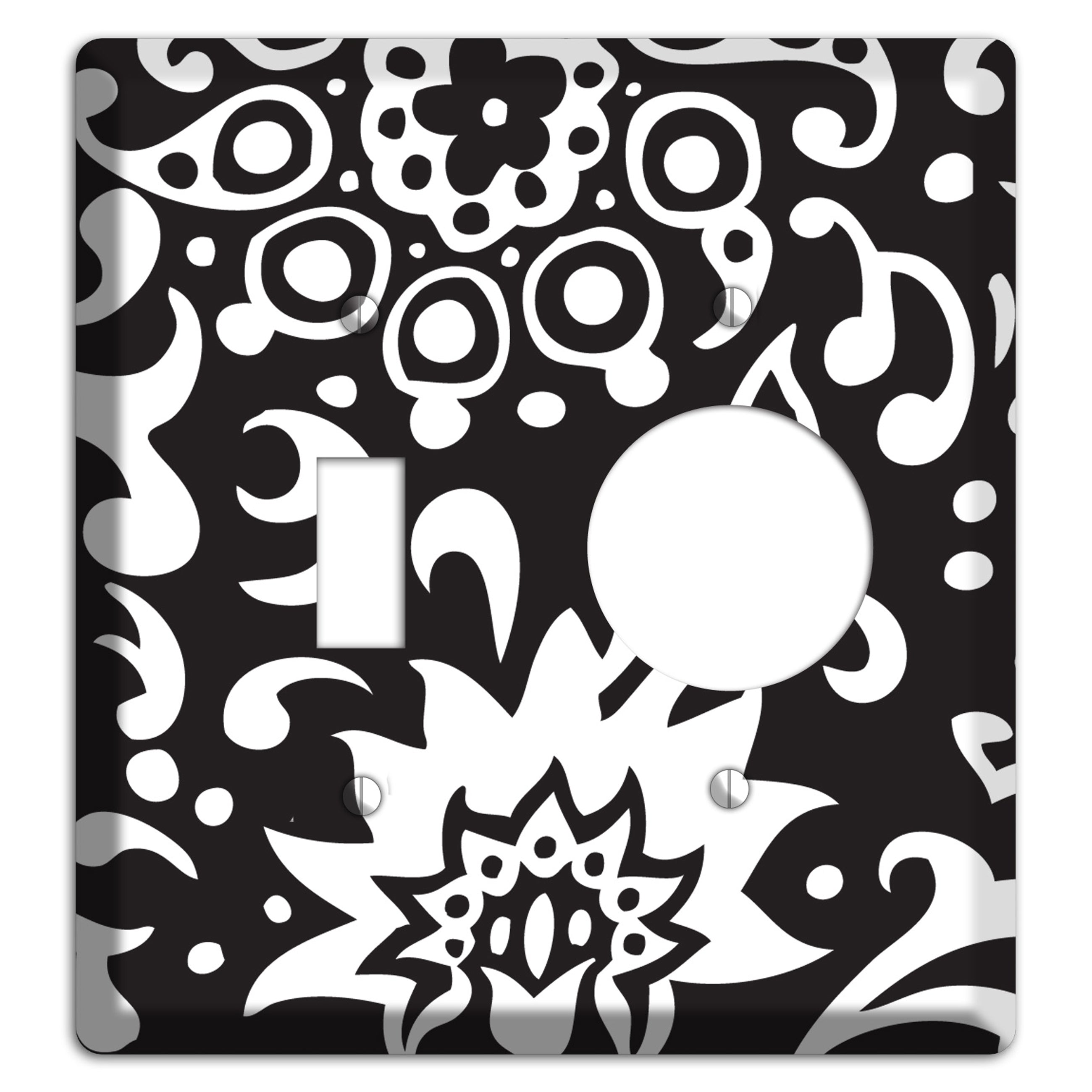 Black with White Boteh Toggle / Receptacle Wallplate
