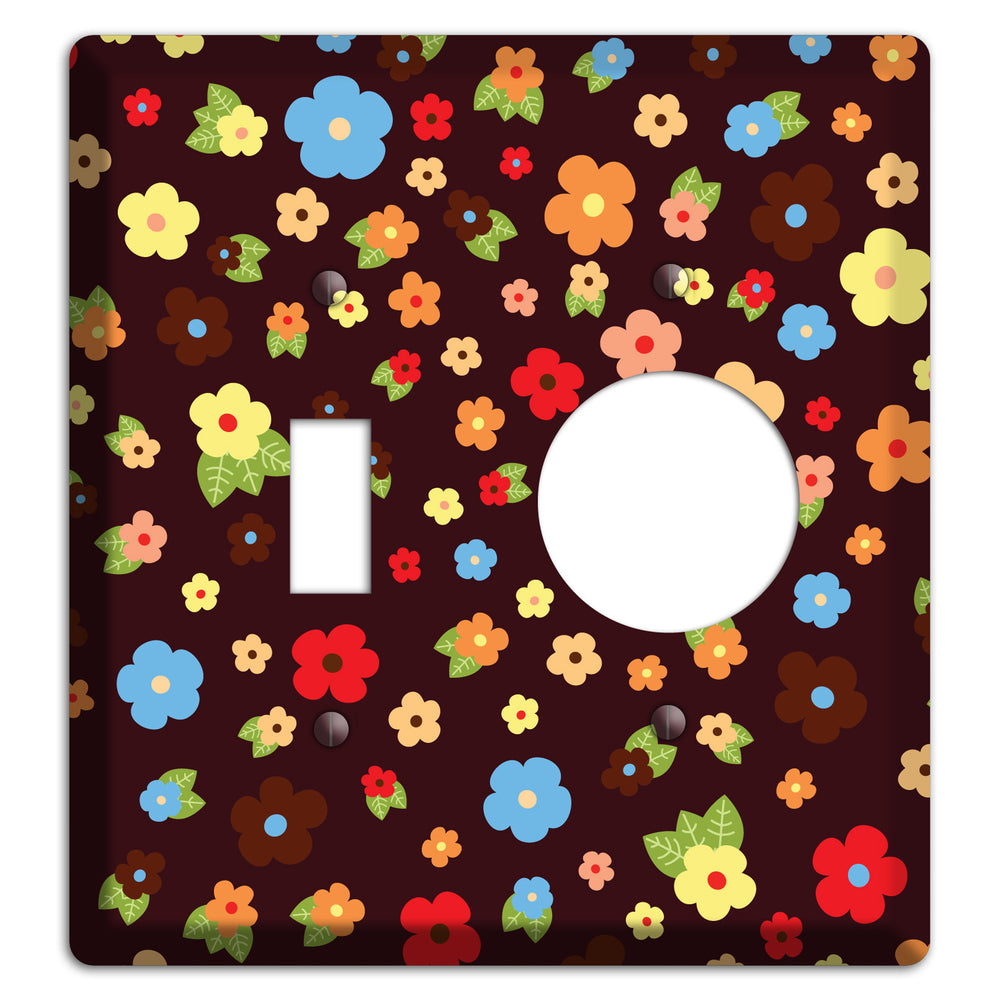 Brown Tiny Delicate Flowers Toggle / Receptacle Wallplate